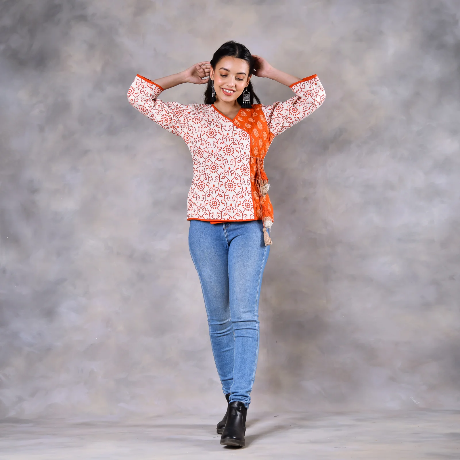Morning Glory Off White & Rust Quilted Jacket - Image 7
