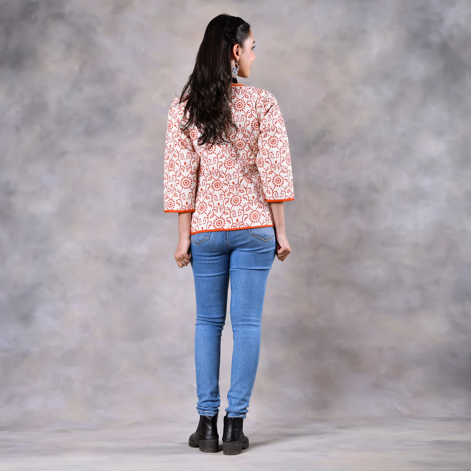 Morning Glory Off White & Rust Quilted Jacket - Image 8