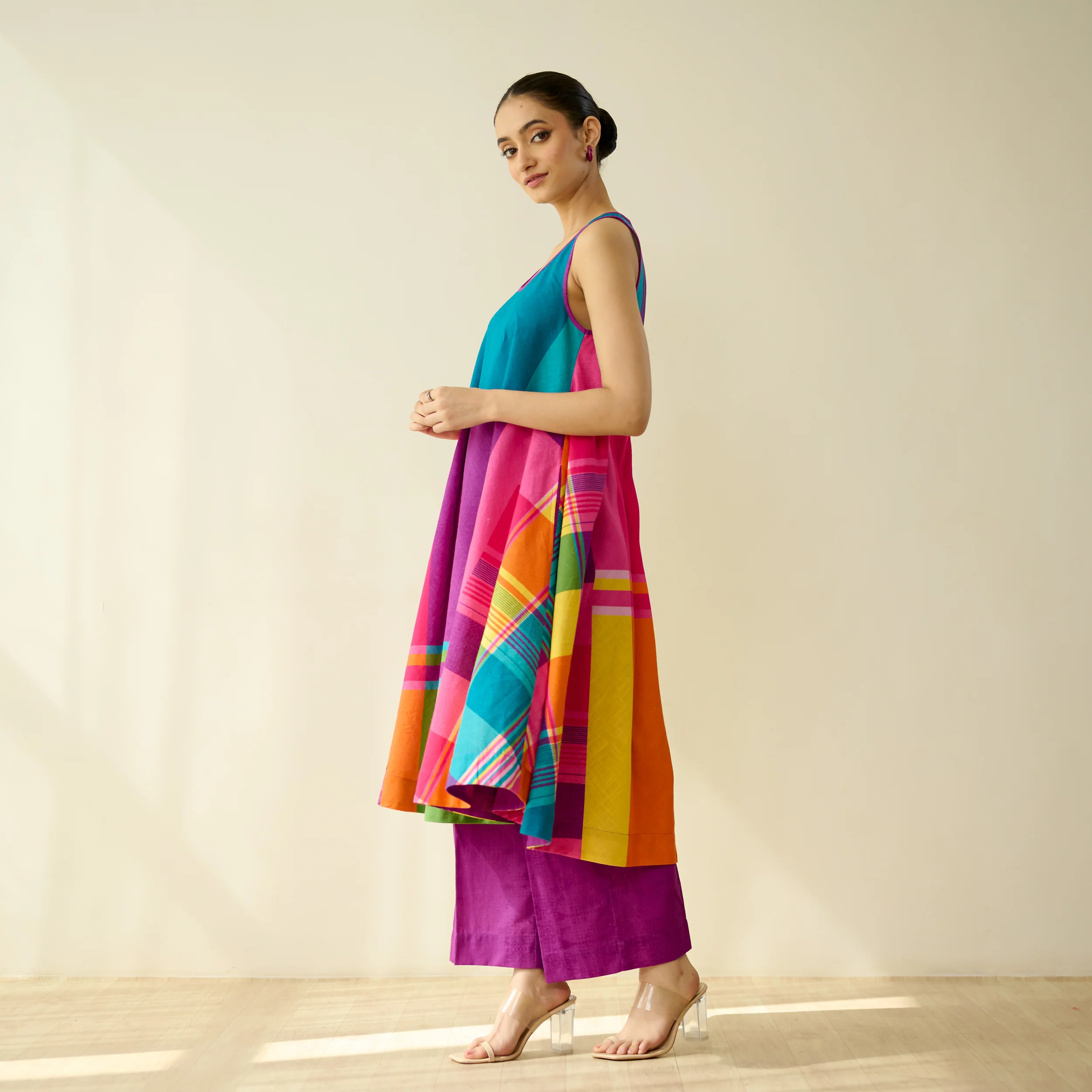 Mosaic Mood Pure Slub Cotton Kurta Set - Multicolour - Image 8