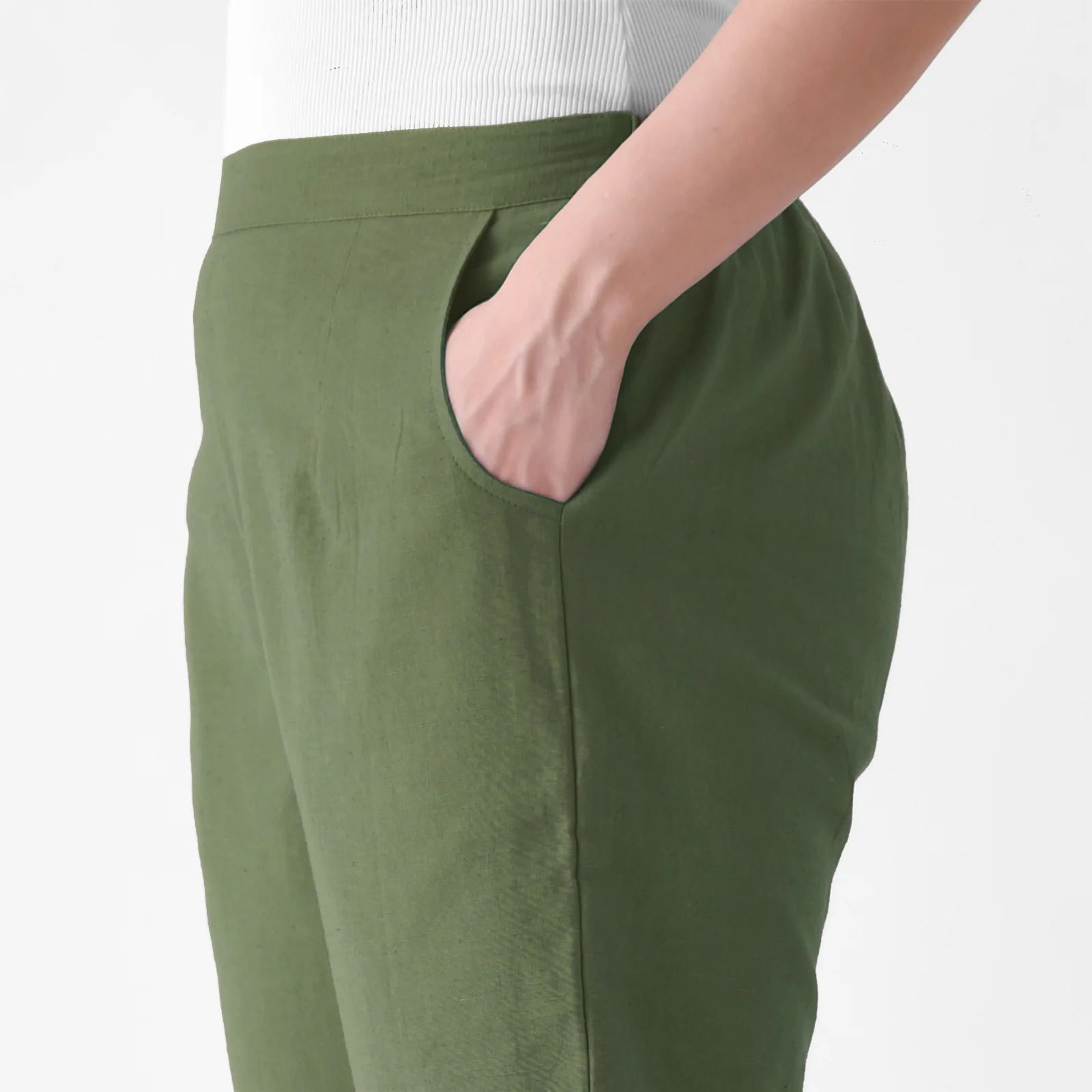 Moss Green Cotton AMPM Pants - Image 3
