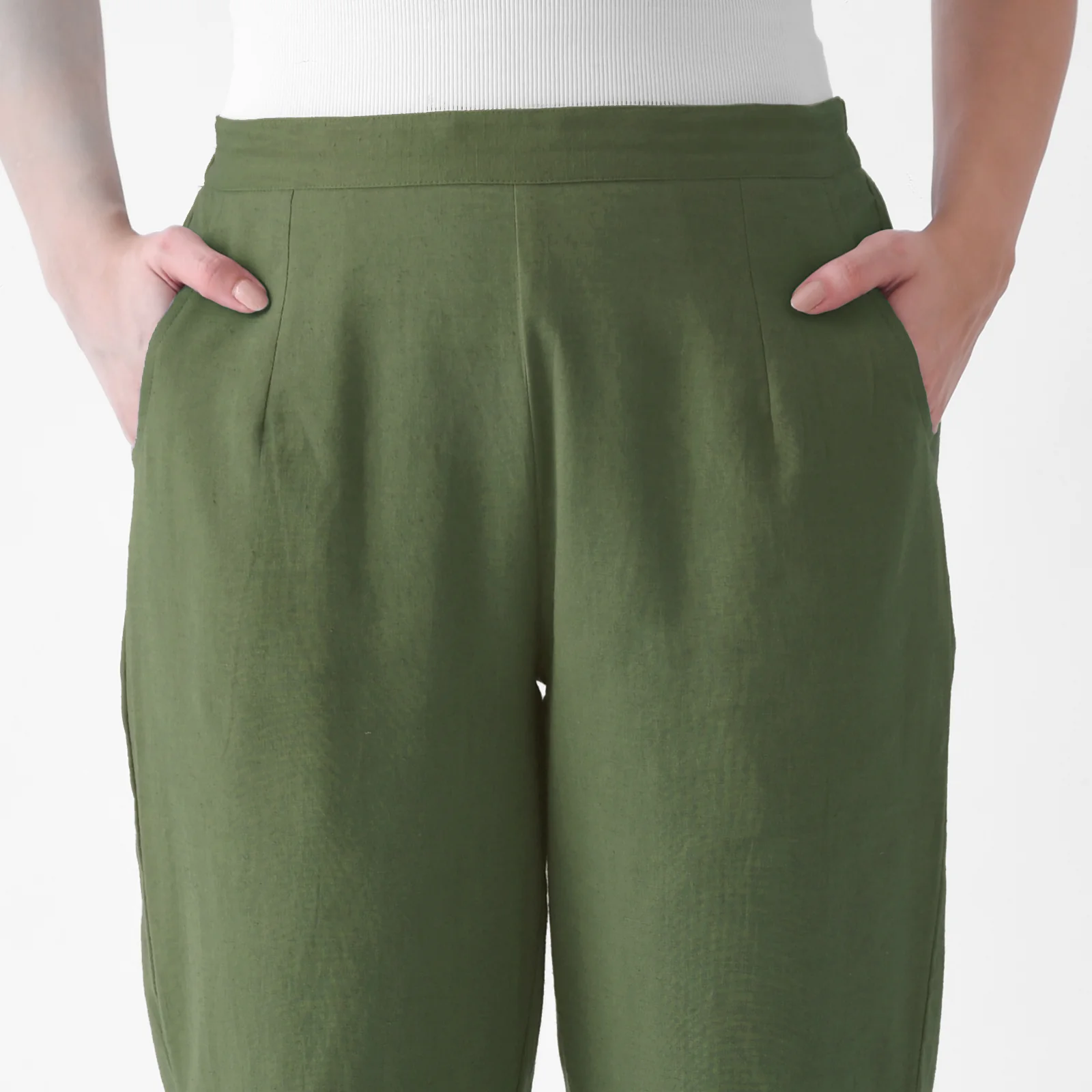 Moss Green Cotton AMPM Pants - Image 5