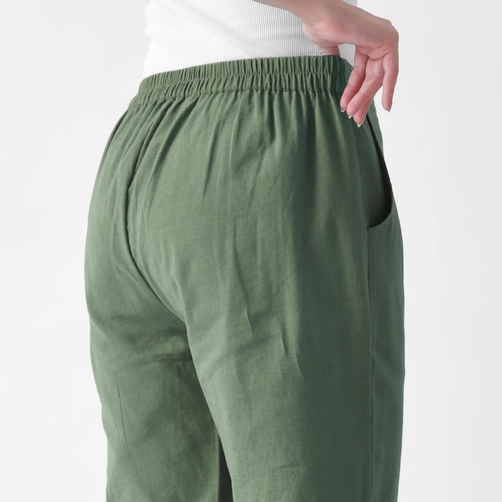 Moss Green Cotton AMPM Pants - Image 6