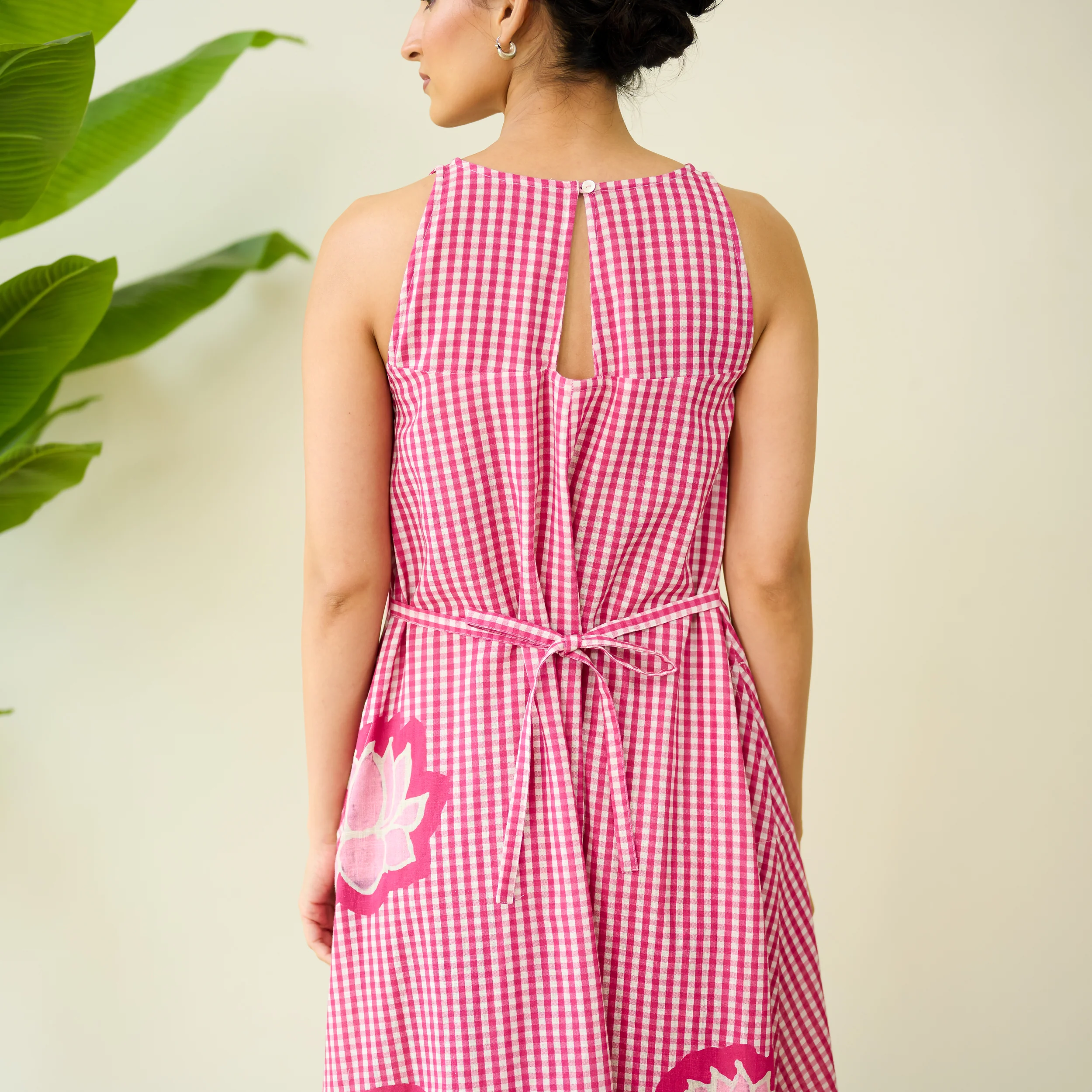 Mrinal Slub Cotton Summer Dress - Magenta - Image 3