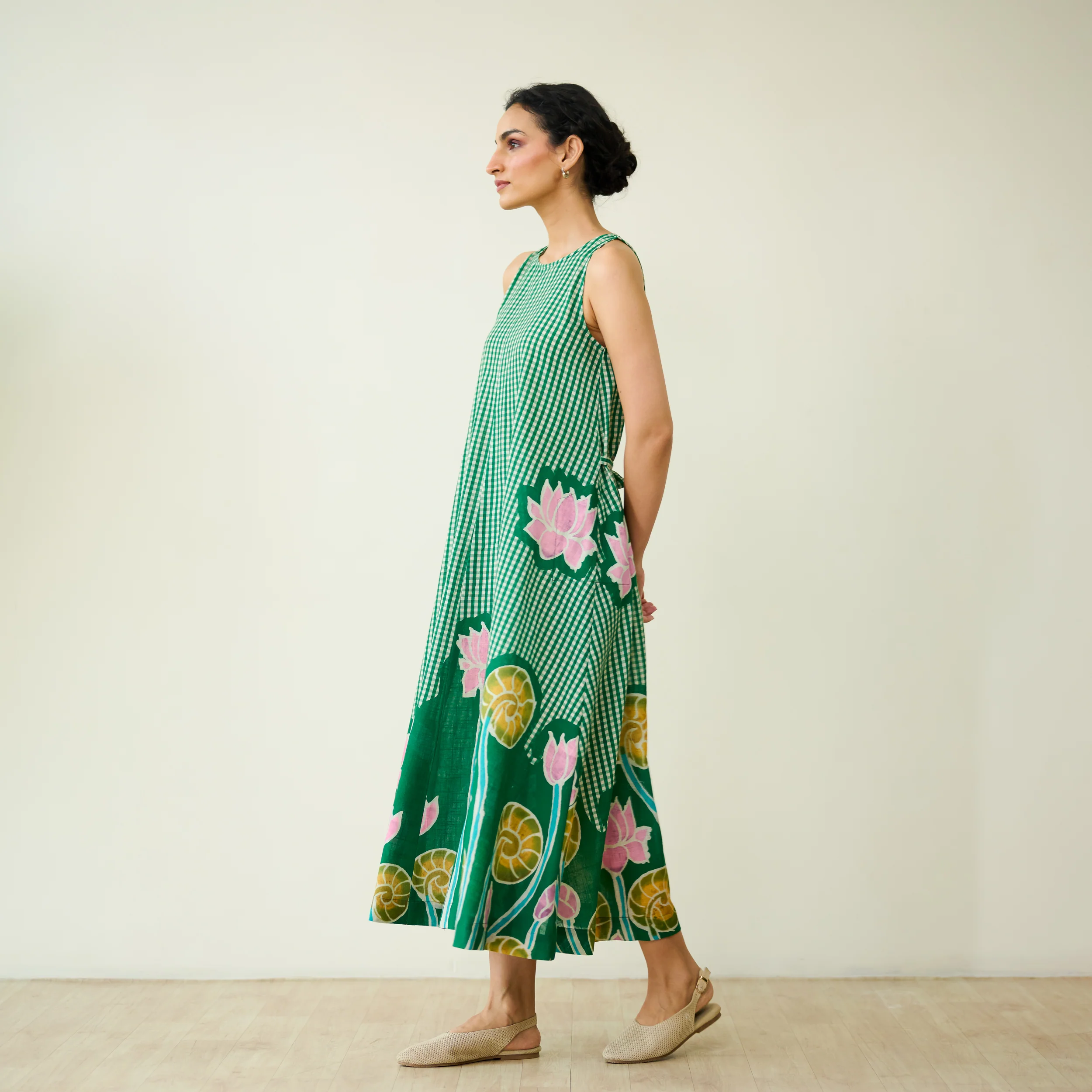 Mrinal Slub Cotton Summer Dress - Moss Green - Image 6