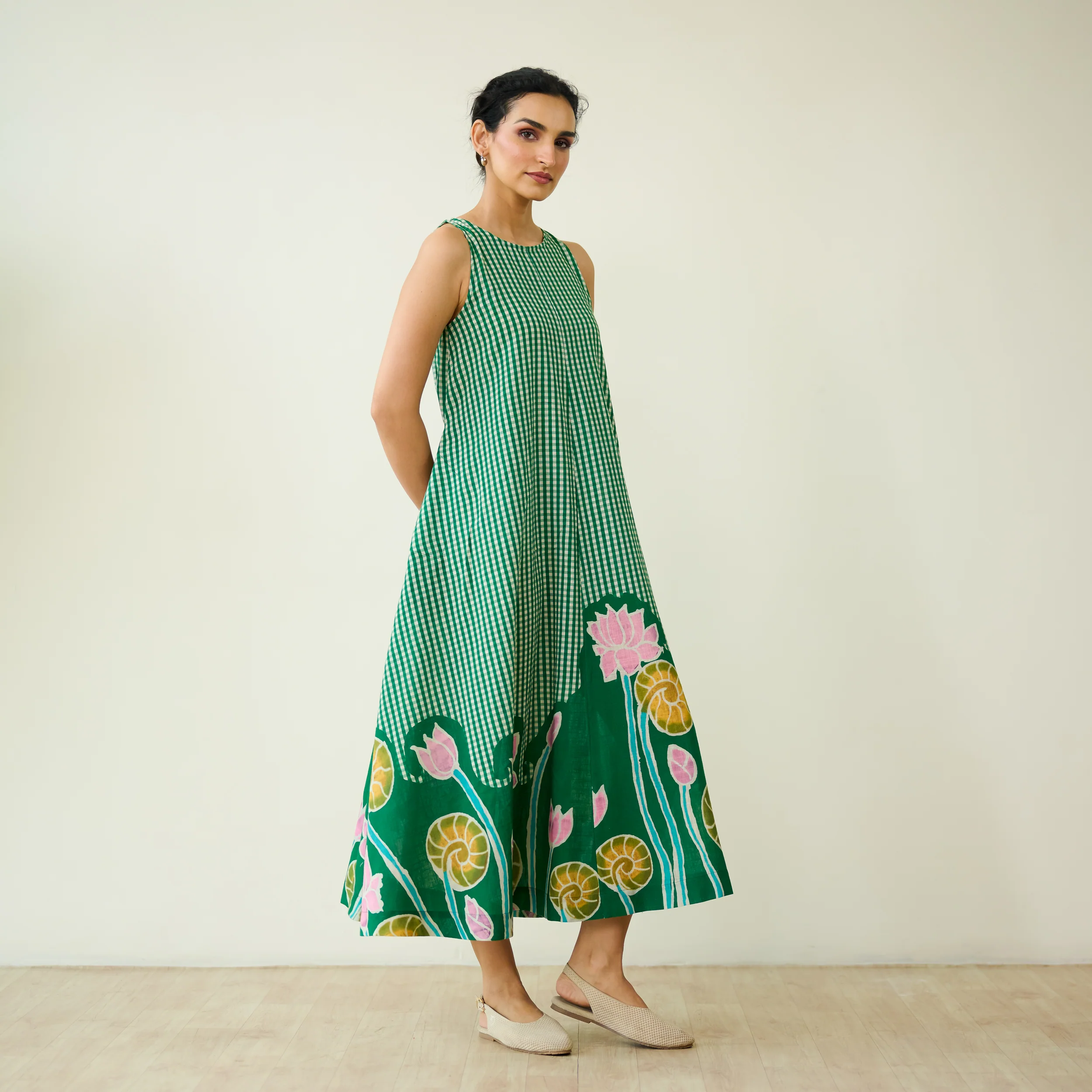 Mrinal Slub Cotton Summer Dress - Moss Green - Image 7