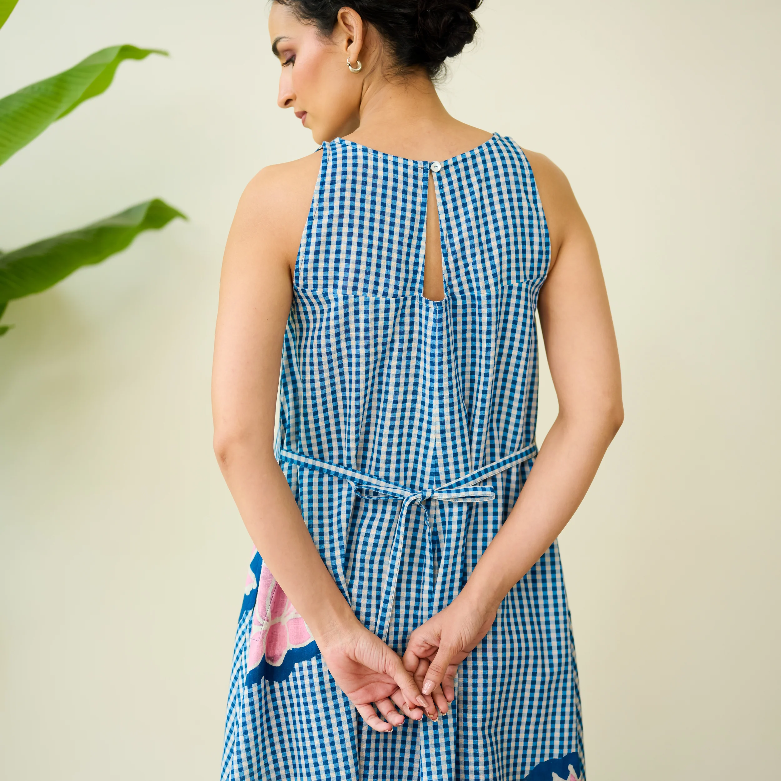 Mrinal Slub Cotton Summer Dress - Royal Blue - Image 3