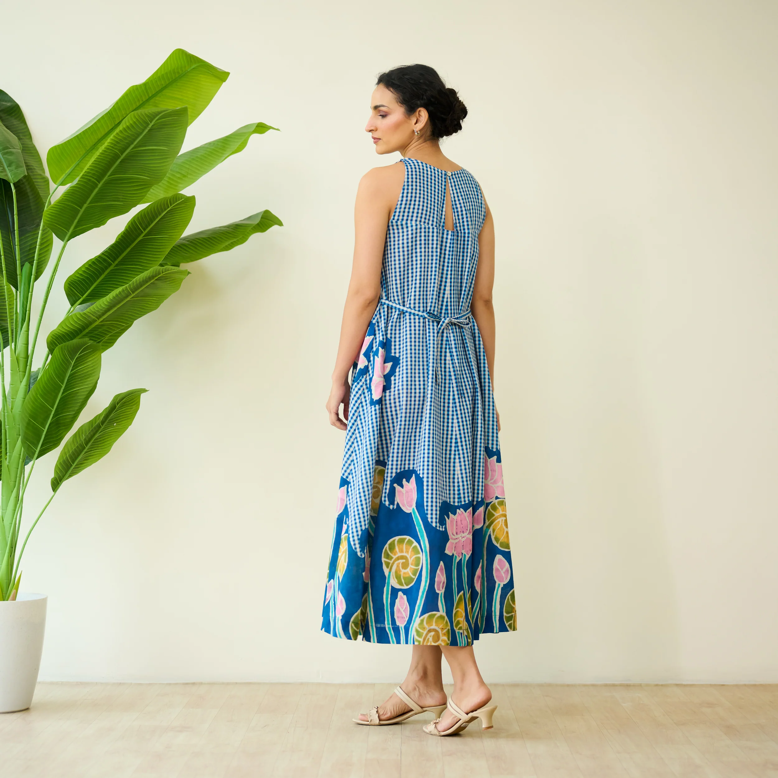 Mrinal Slub Cotton Summer Dress - Royal Blue - Image 6
