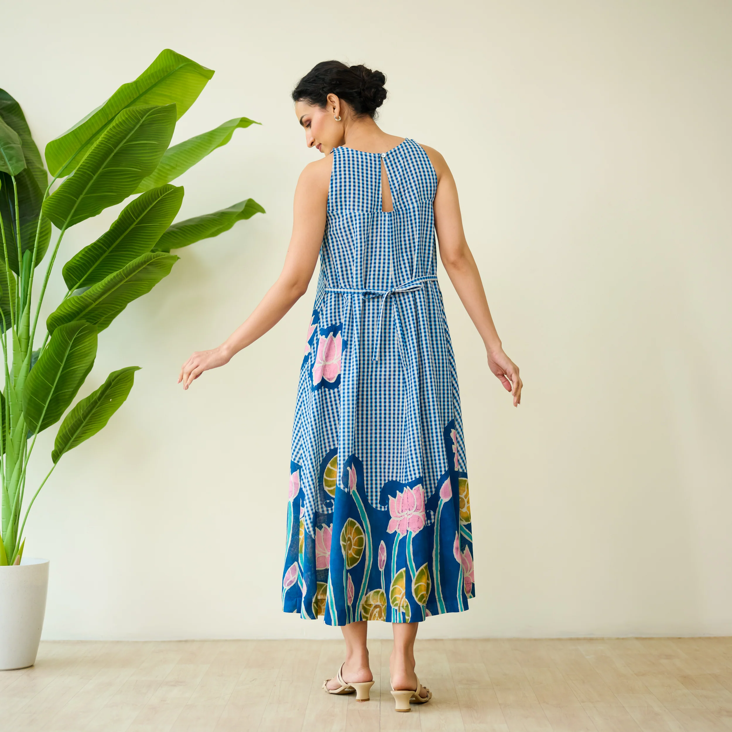 Mrinal Slub Cotton Summer Dress - Royal Blue - Image 7
