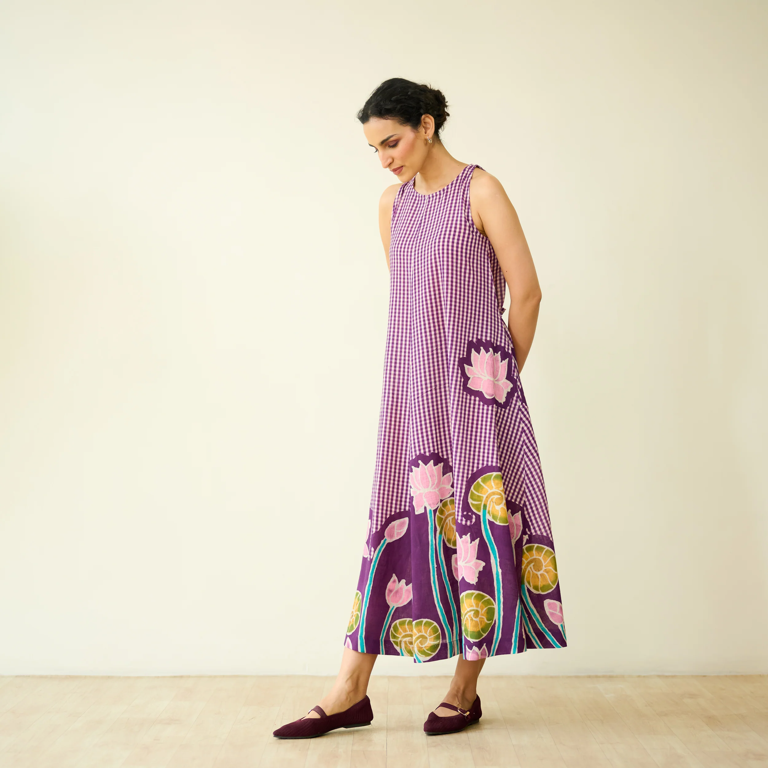 Mrinal Slub Cotton Summer Dress - Violet - Image 4