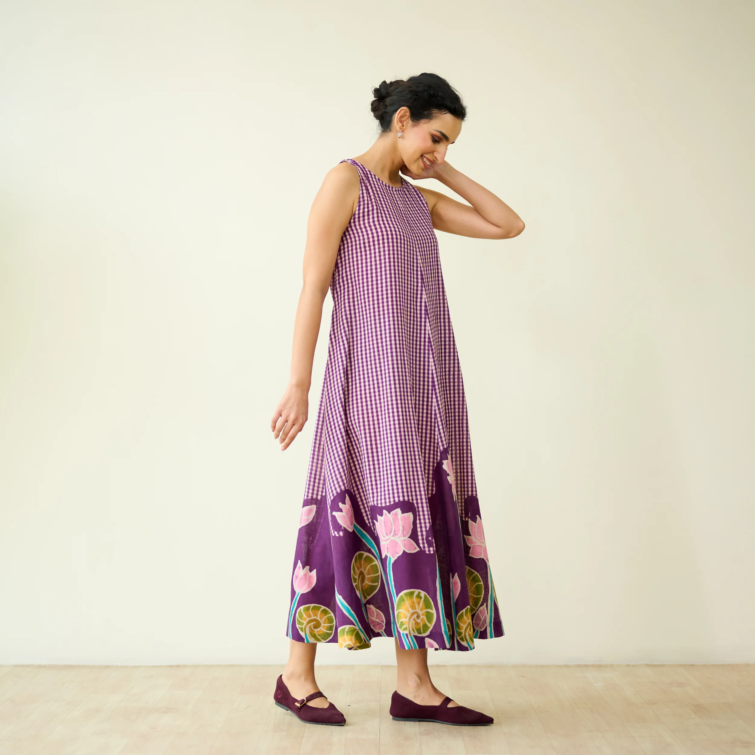 Mrinal Slub Cotton Summer Dress - Violet - Image 5