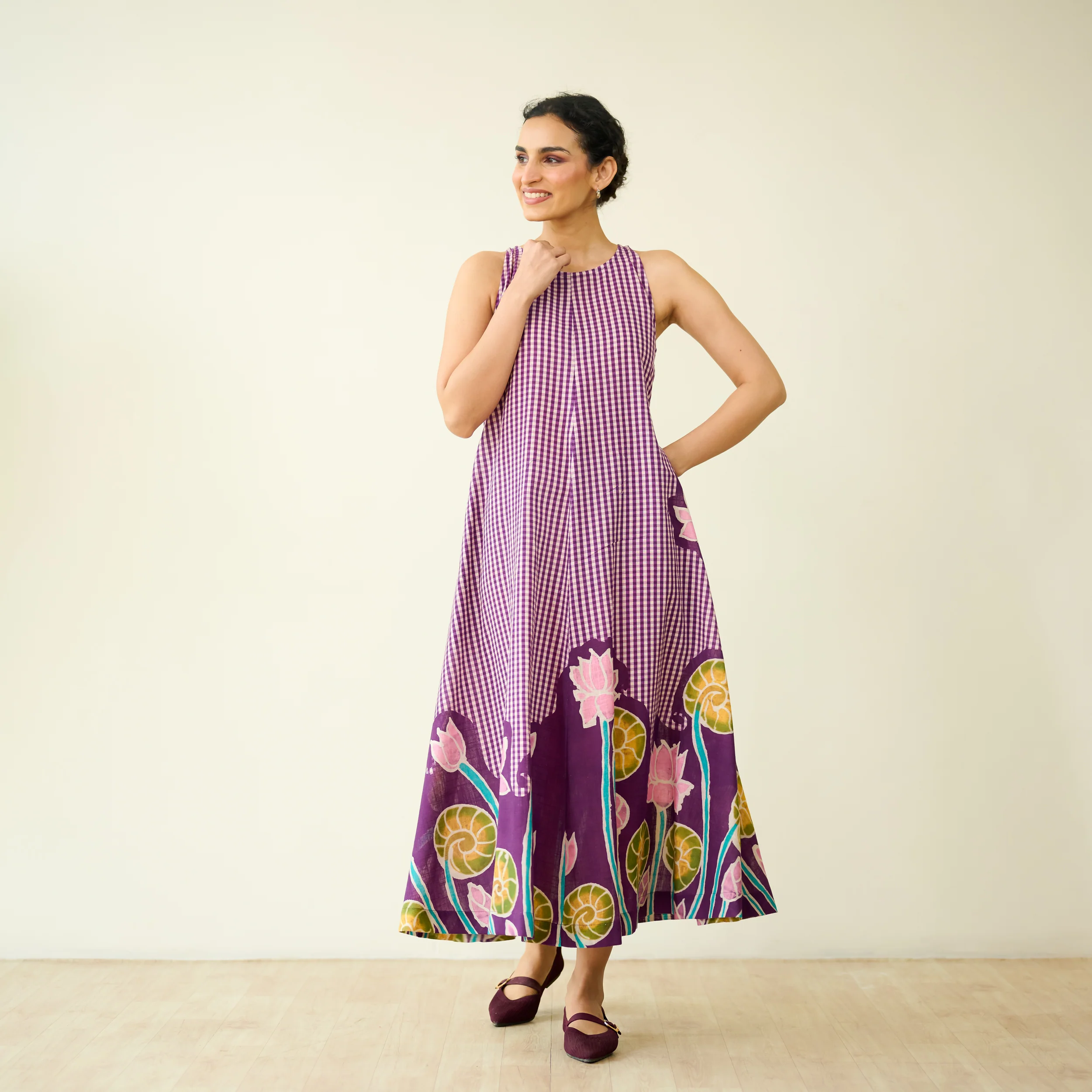 Mrinal Slub Cotton Summer Dress - Violet - Image 6