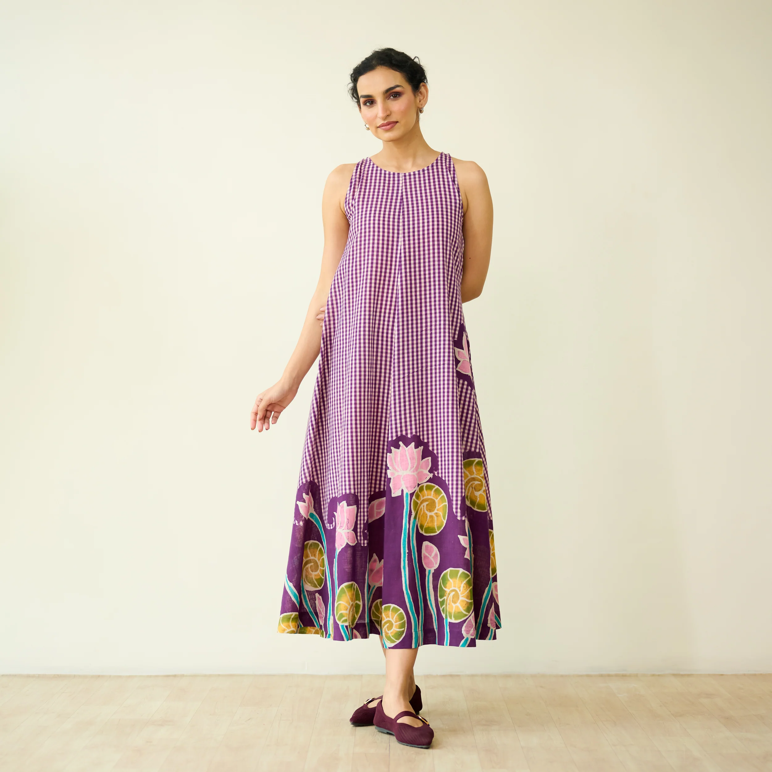 Mrinal Slub Cotton Summer Dress - Violet - Image 7