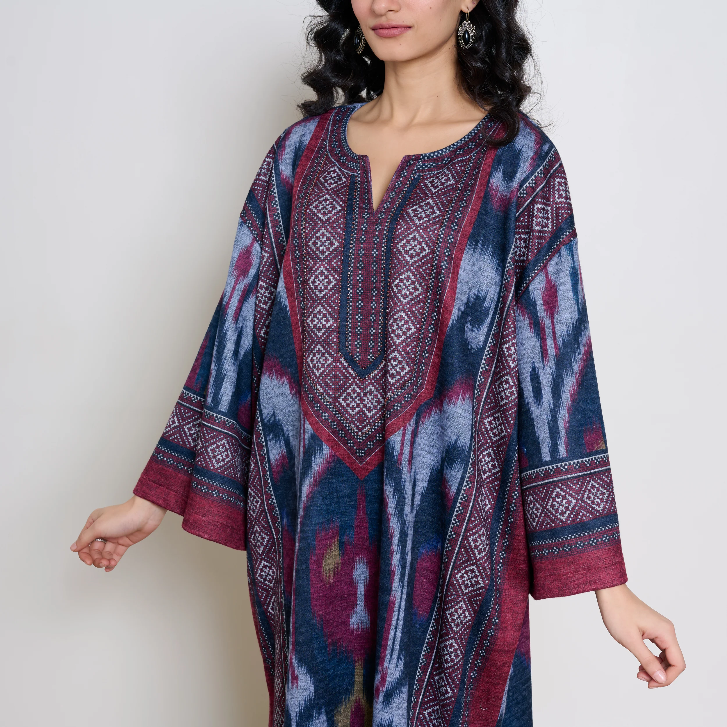 Murmur Woollen Hand Embroidered Long Kurta - Black - Image 10