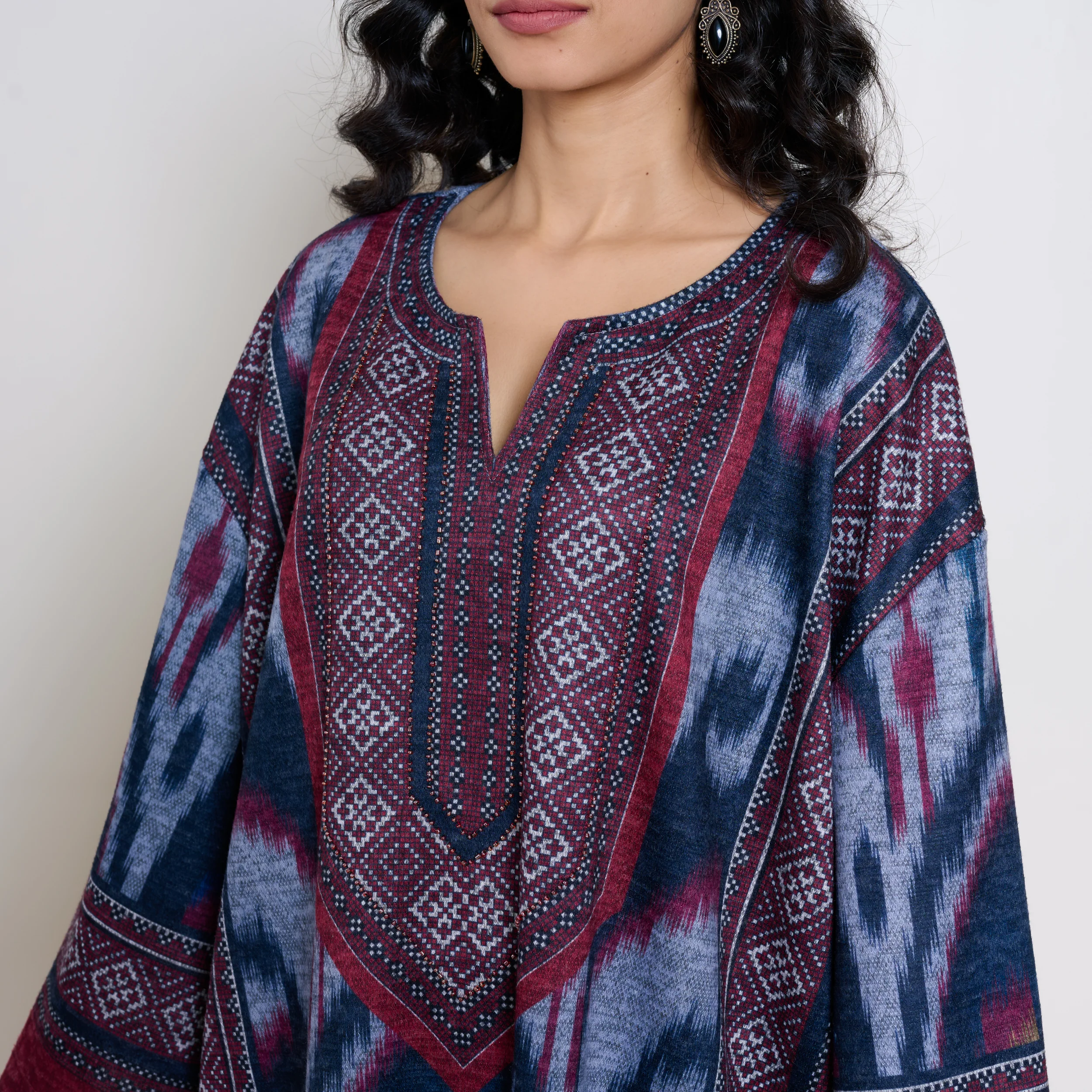 Murmur Woollen Hand Embroidered Long Kurta - Black - Image 11