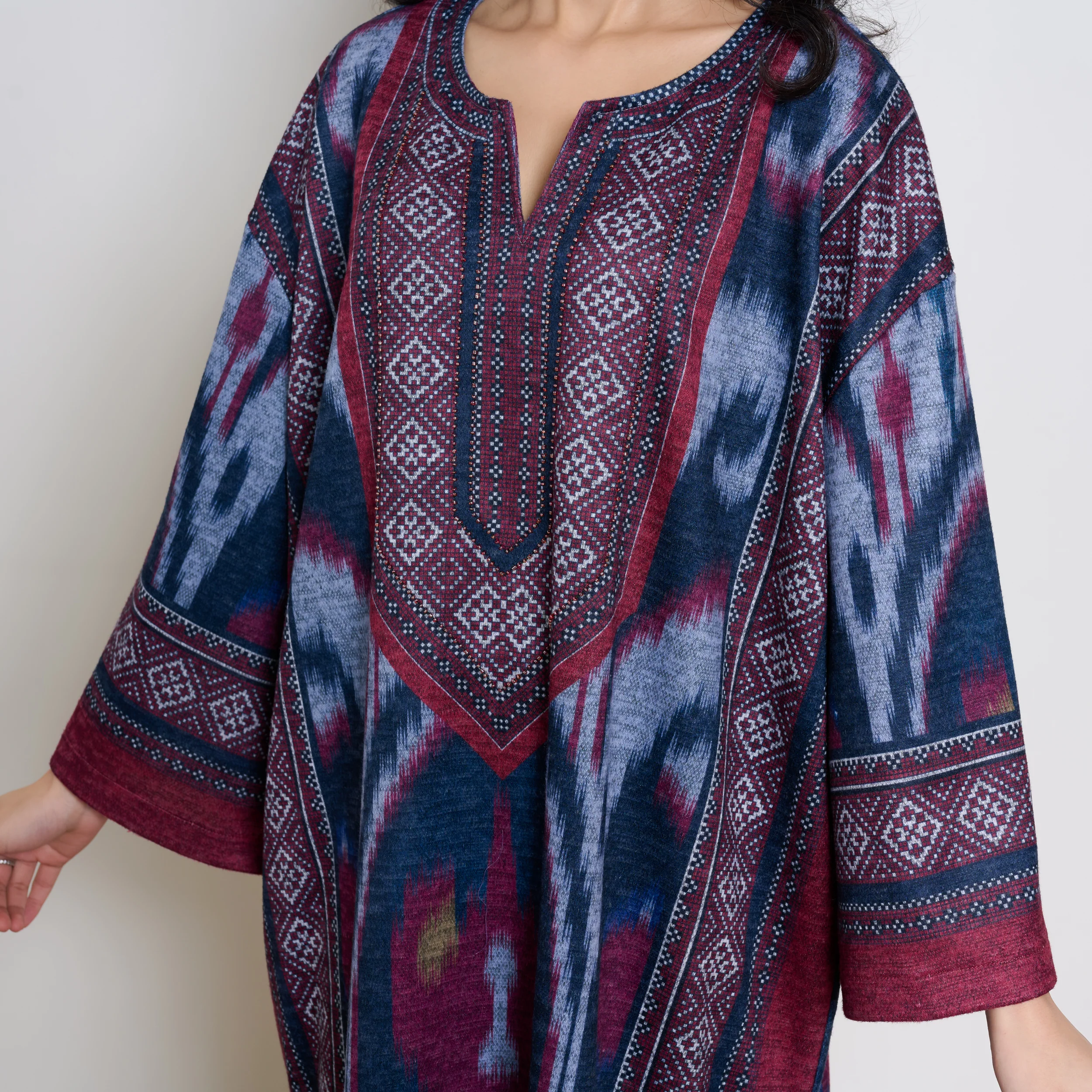 Murmur Woollen Hand Embroidered Long Kurta - Black - Image 2