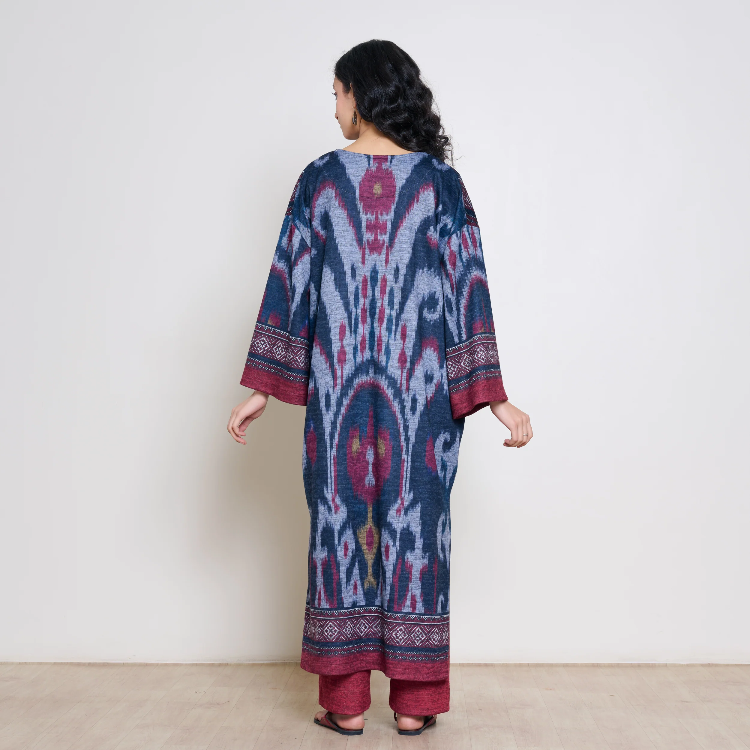 Murmur Woollen Hand Embroidered Long Kurta - Black - Image 7