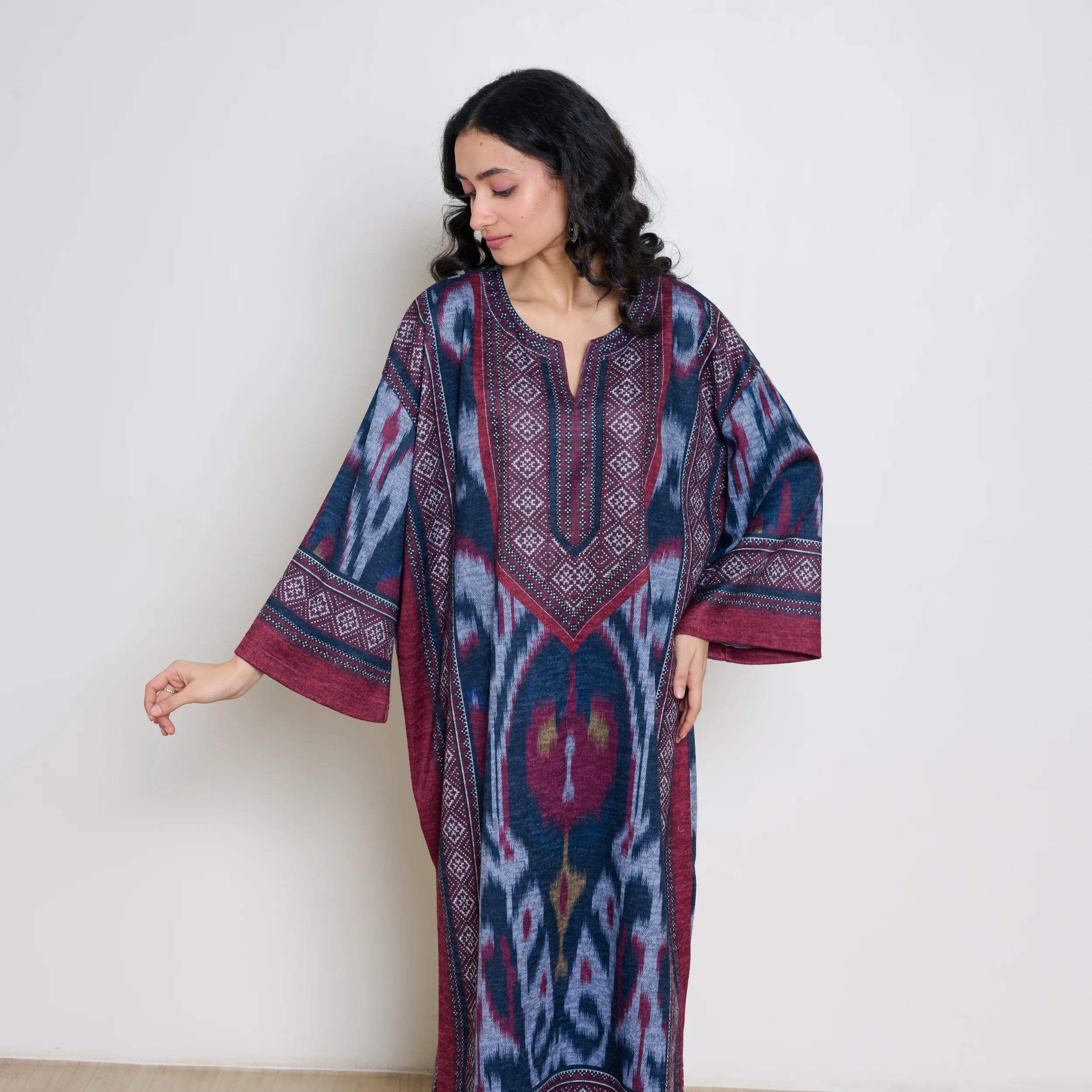 Murmur Woollen Hand Embroidered Long Kurta - Black - Image 9