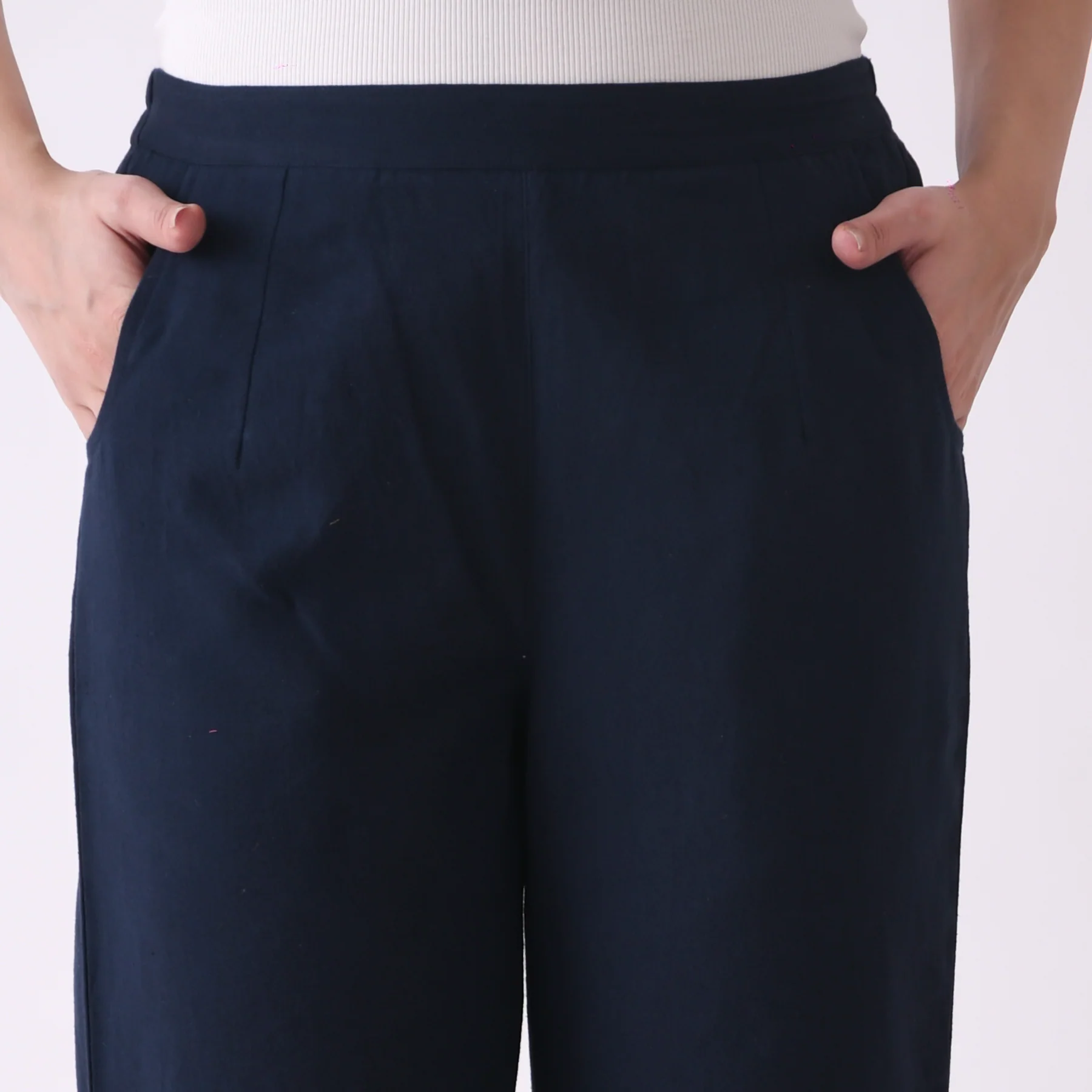 Navy Cotton AMPM Pants - Image 3