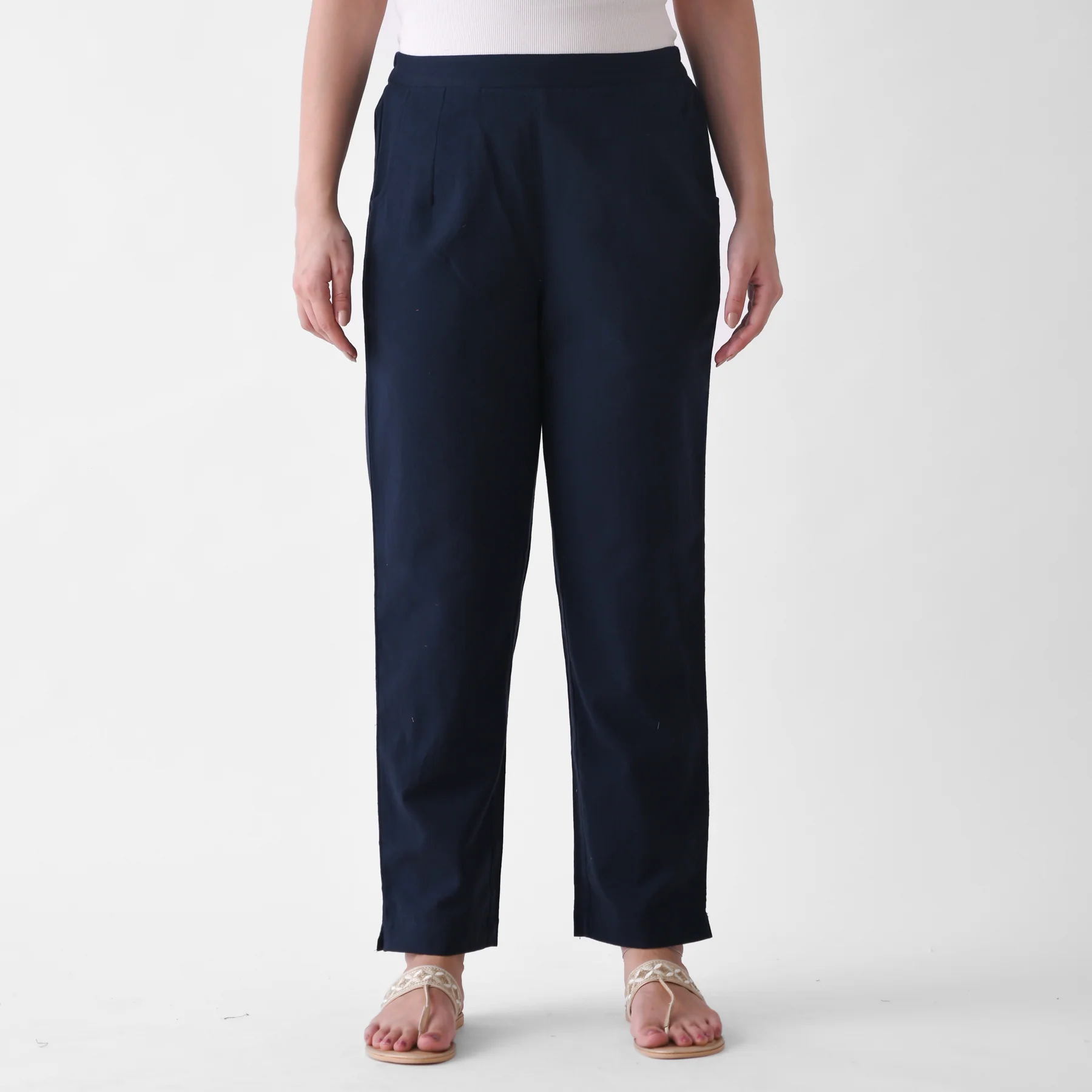 Navy Cotton AMPM Pants - Image 4