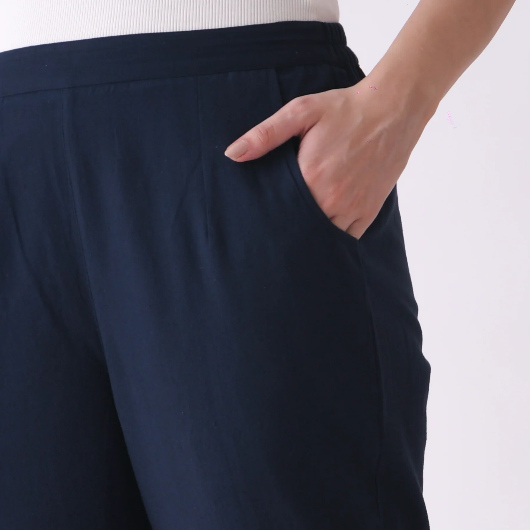 Navy Cotton AMPM Pants - Image 5
