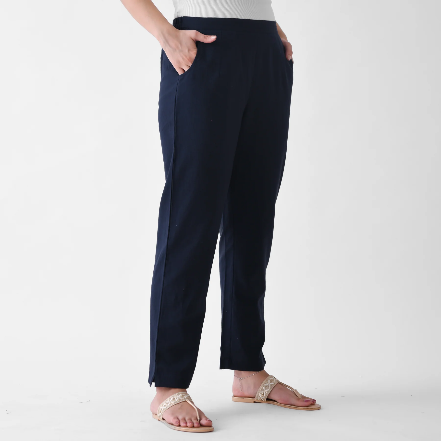 Navy Cotton AMPM Pants - Image 6