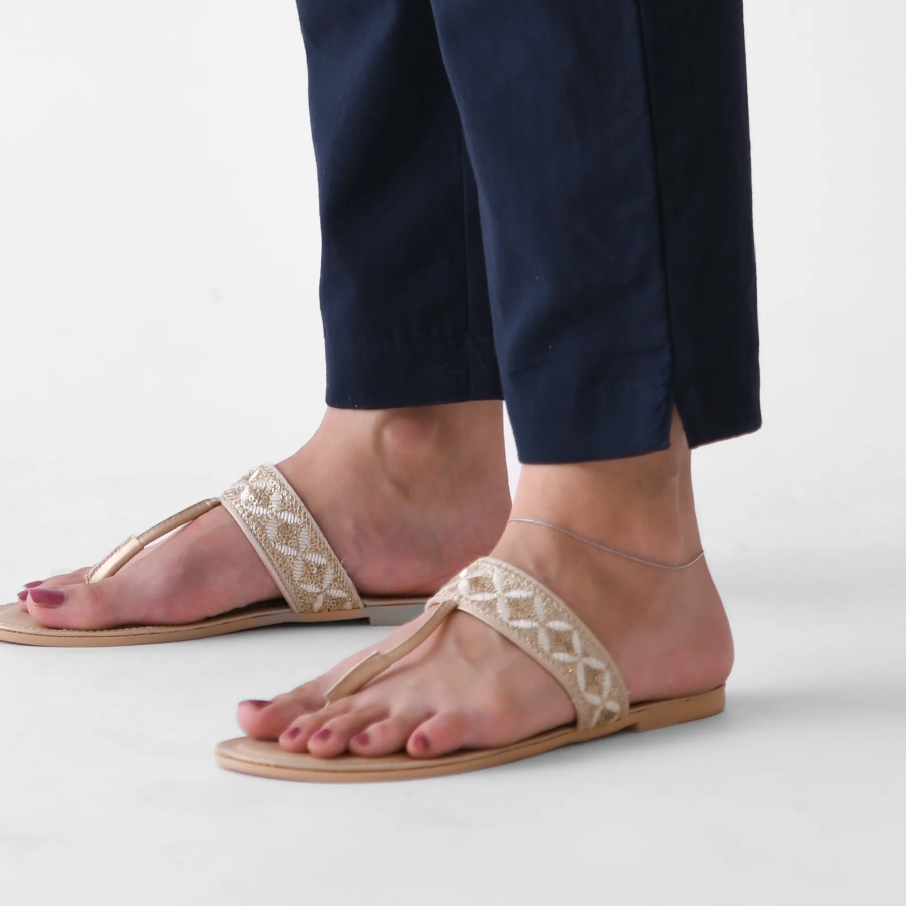 Navy Cotton AMPM Pants - Image 9