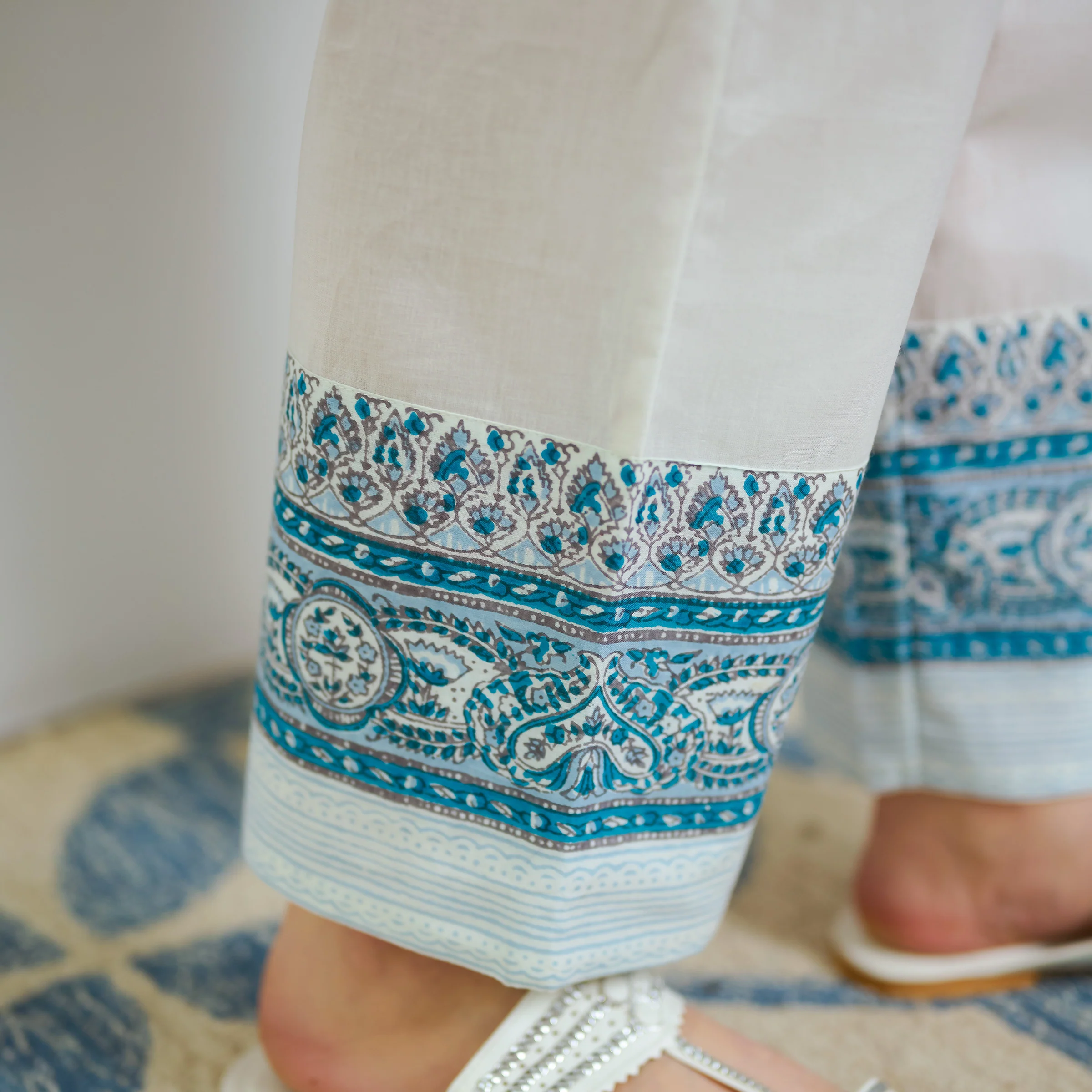 Ocean Blue Sanganeri Printed Cotton Co-ord Set - Image 5