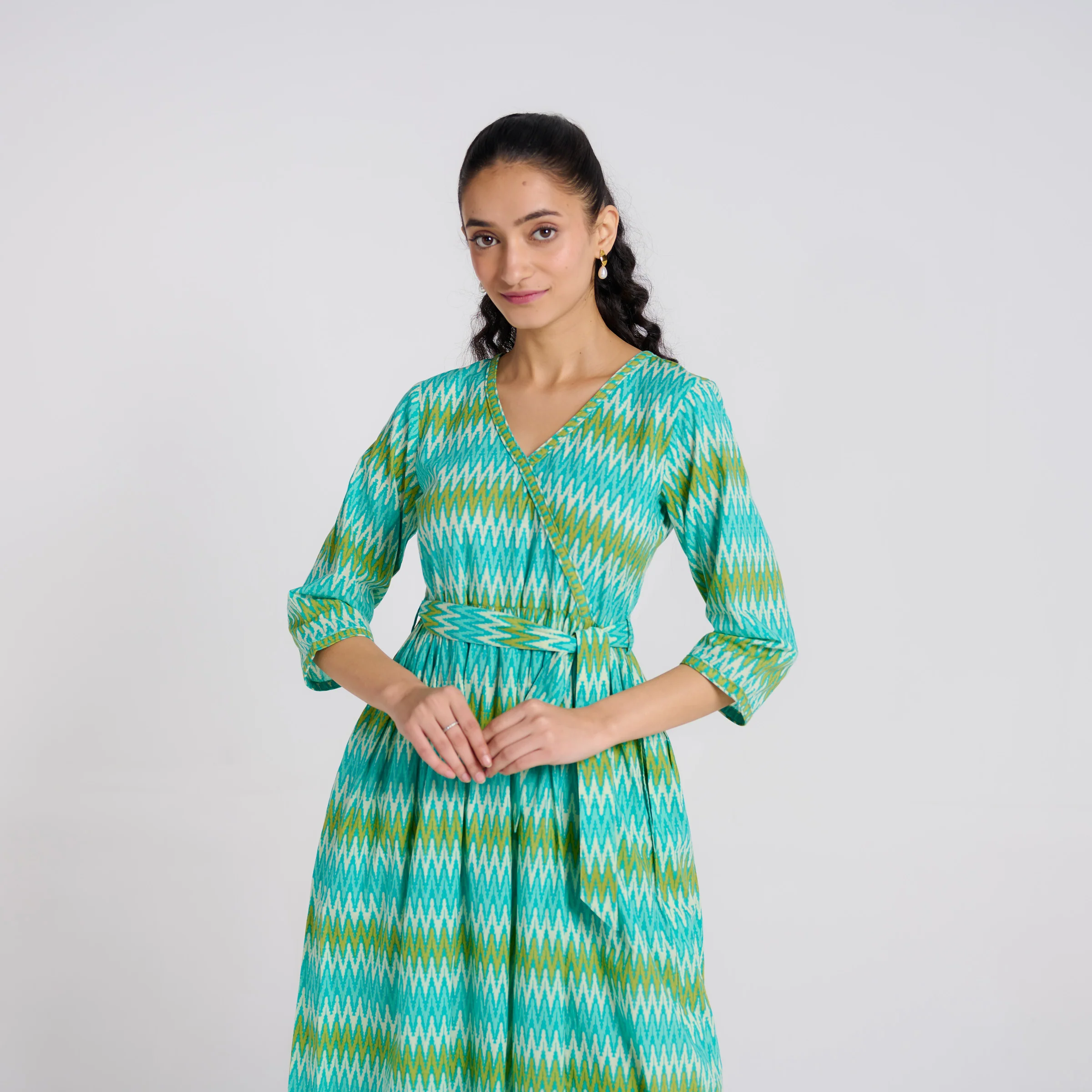 Ocean Wrap Cotton Dress - Image 3