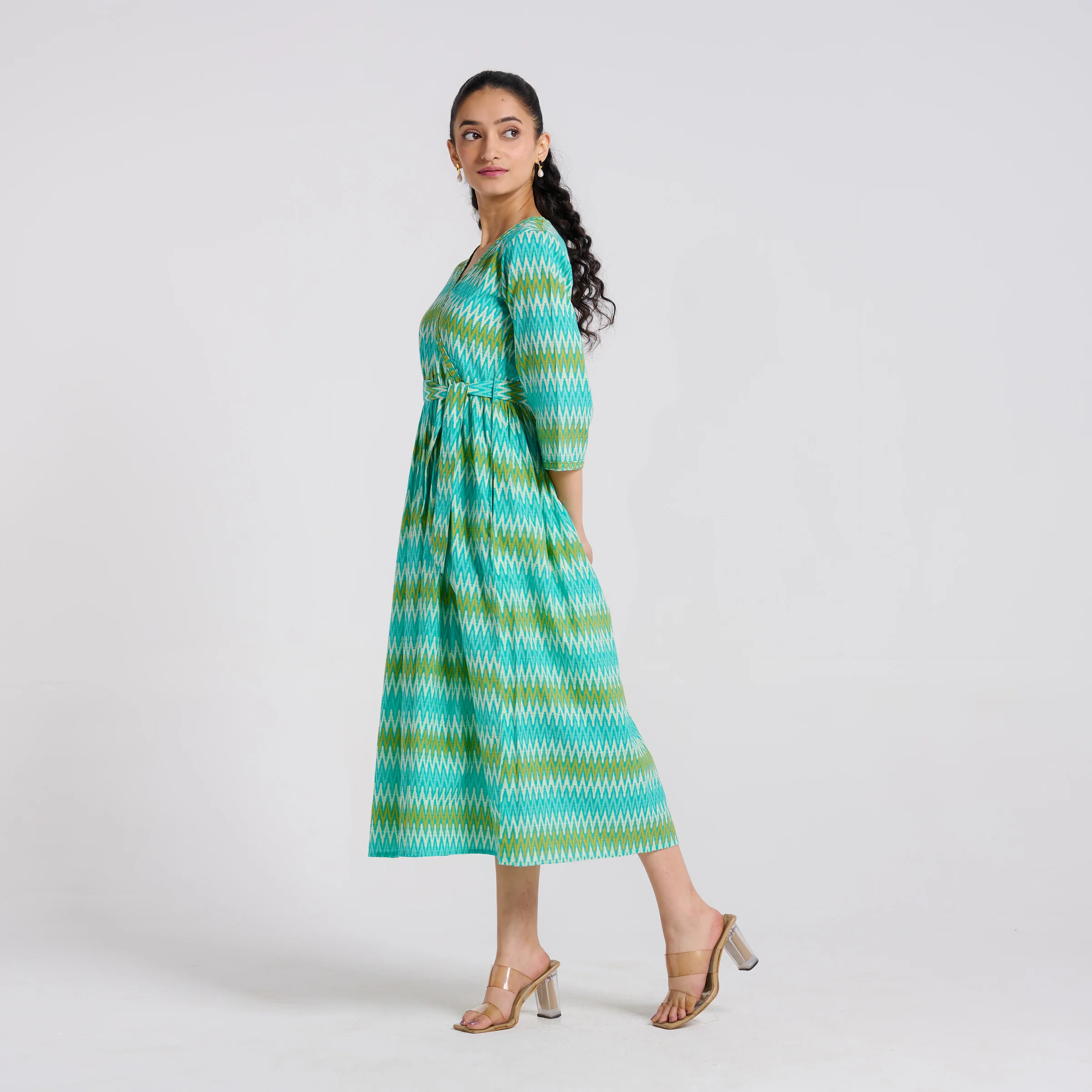 Ocean Wrap Cotton Dress - Image 4