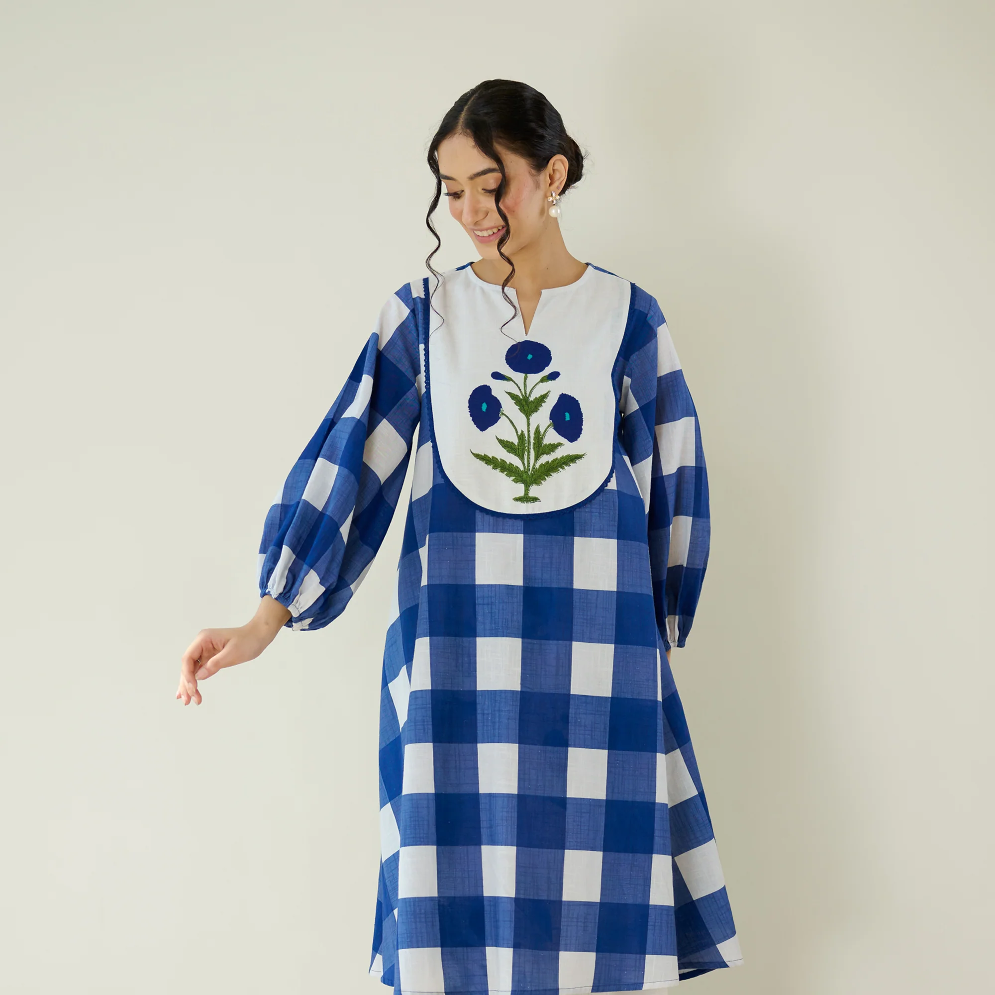 Old School Slub Cotton Kurta - Classic Indigo - Image 3