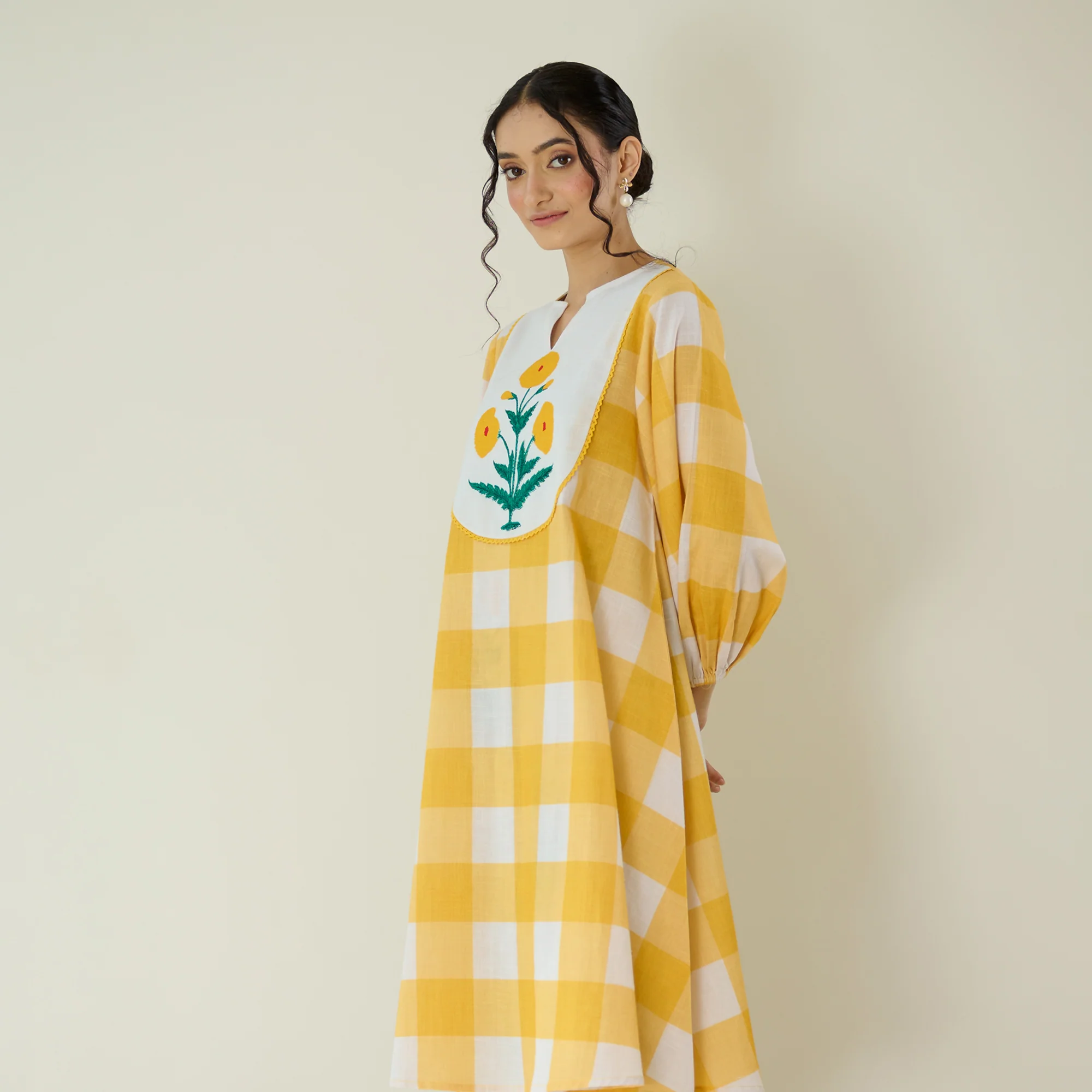 Old School Slub Cotton Kurta - Mango Yellow - Image 4