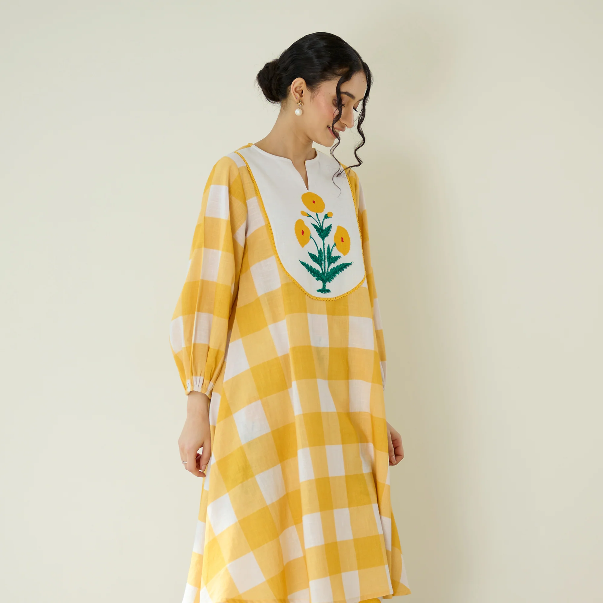 Old School Slub Cotton Kurta - Mango Yellow - Image 5