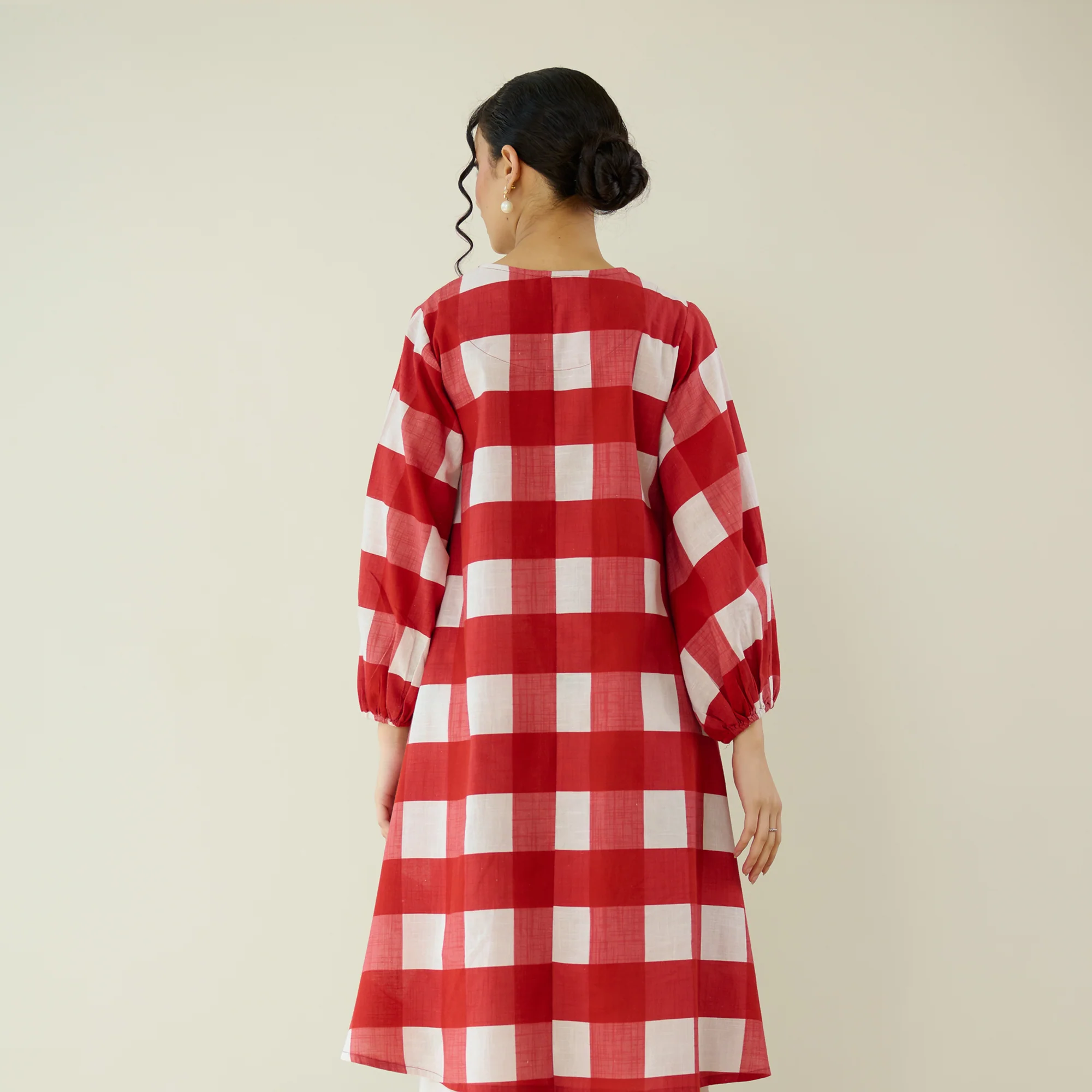 Old School Slub Cotton Kurta - Red - Image 6