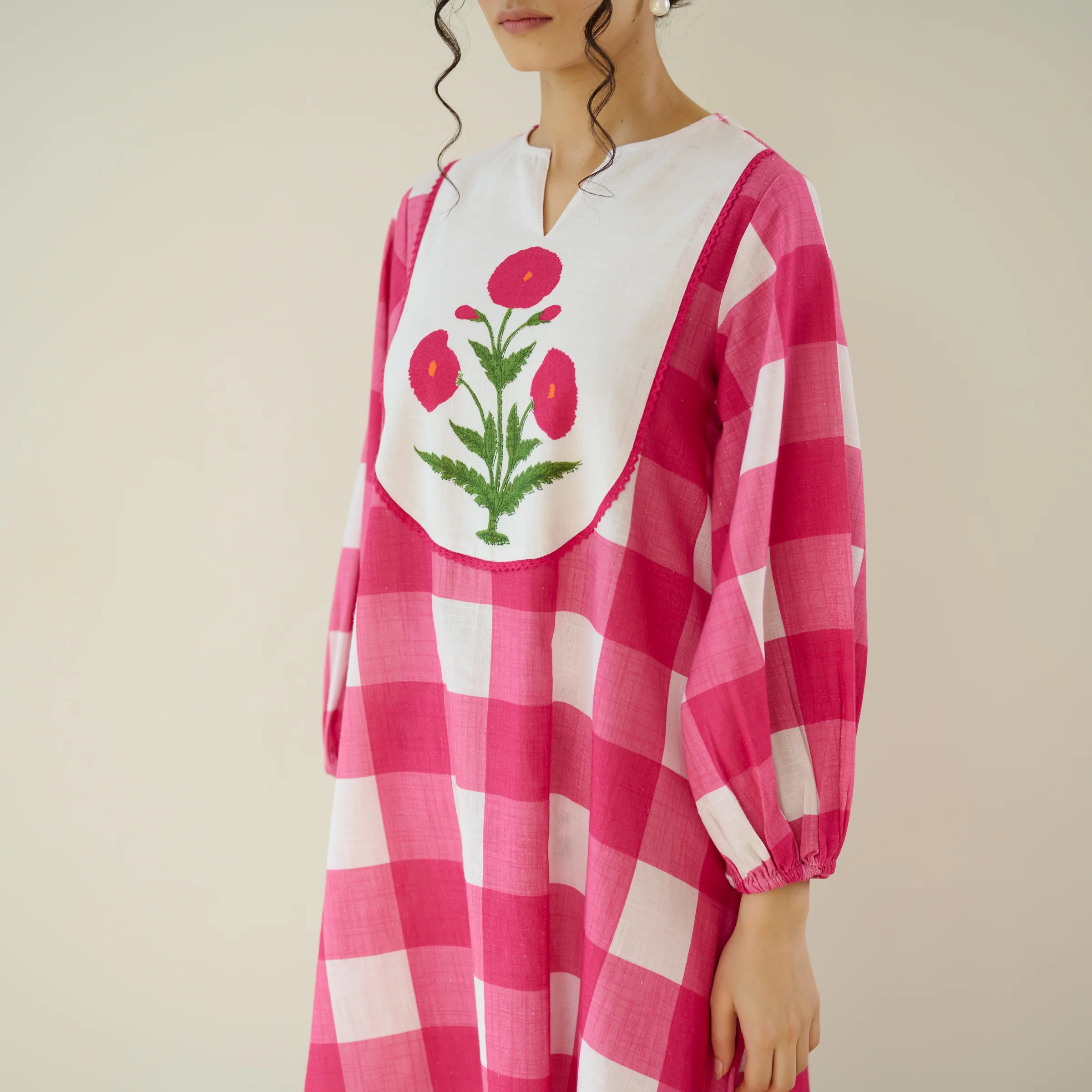 Old School Slub Cotton Kurta - Rose Pink - Image 2