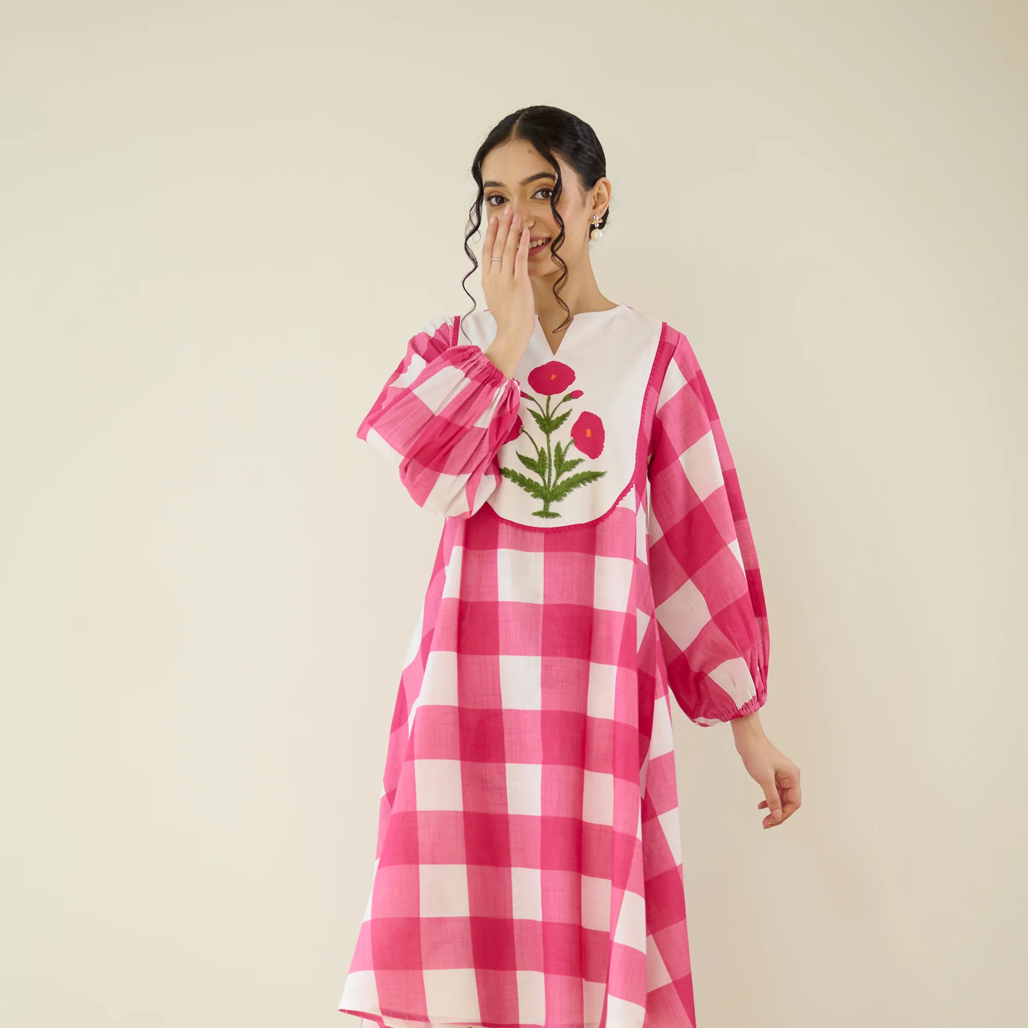 Old School Slub Cotton Kurta - Rose Pink - Image 3