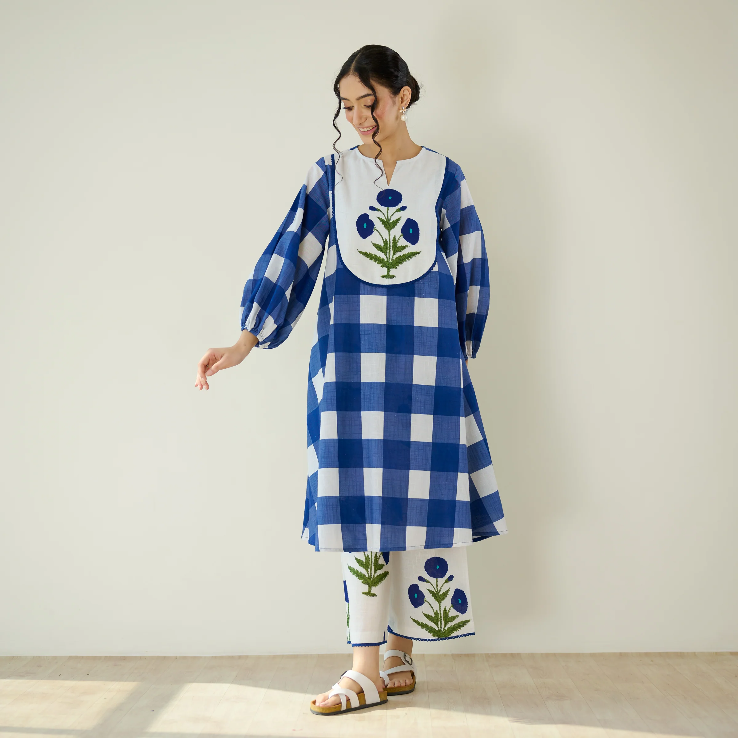 Old School Slub Cotton Kurta Set - Classic Indigo - Image 3