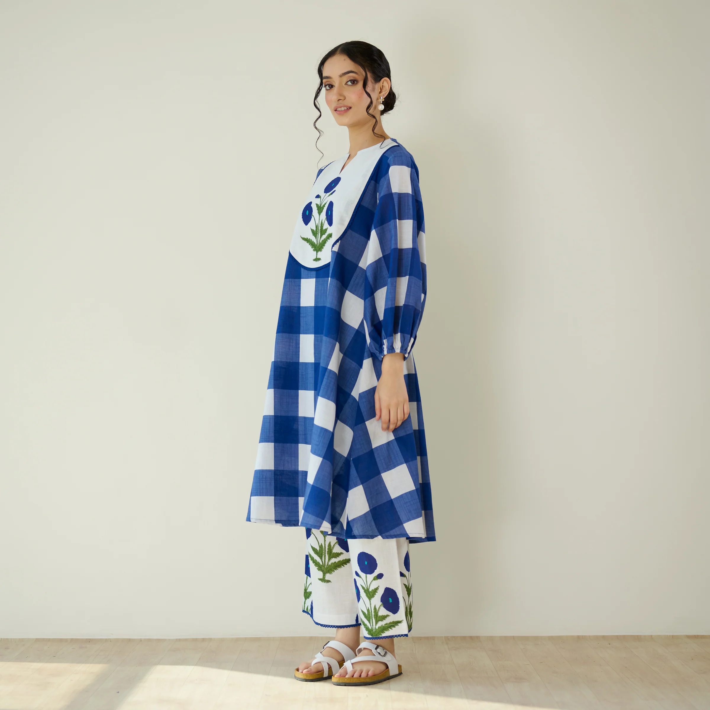 Old School Slub Cotton Kurta Set - Classic Indigo - Image 5