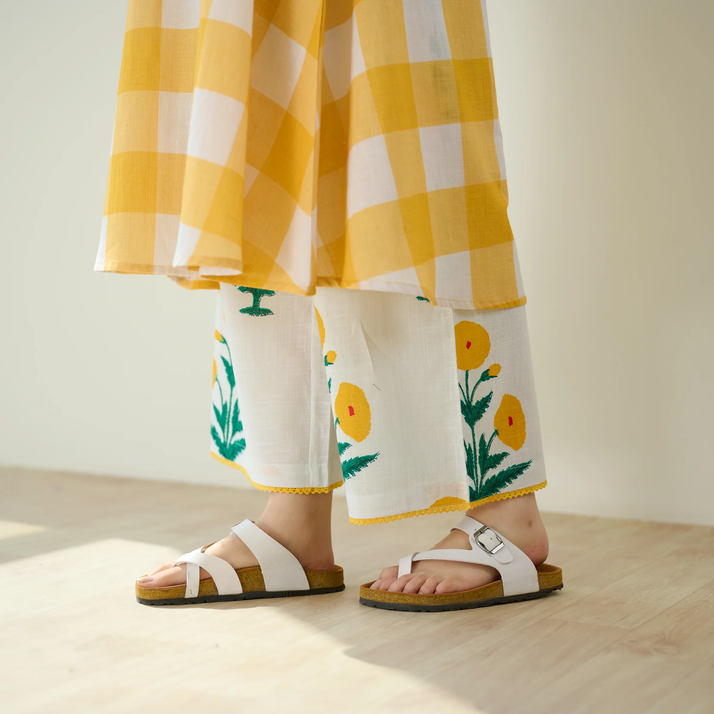 Old School Slub Cotton Kurta Set - Mango Yellow - Image 4
