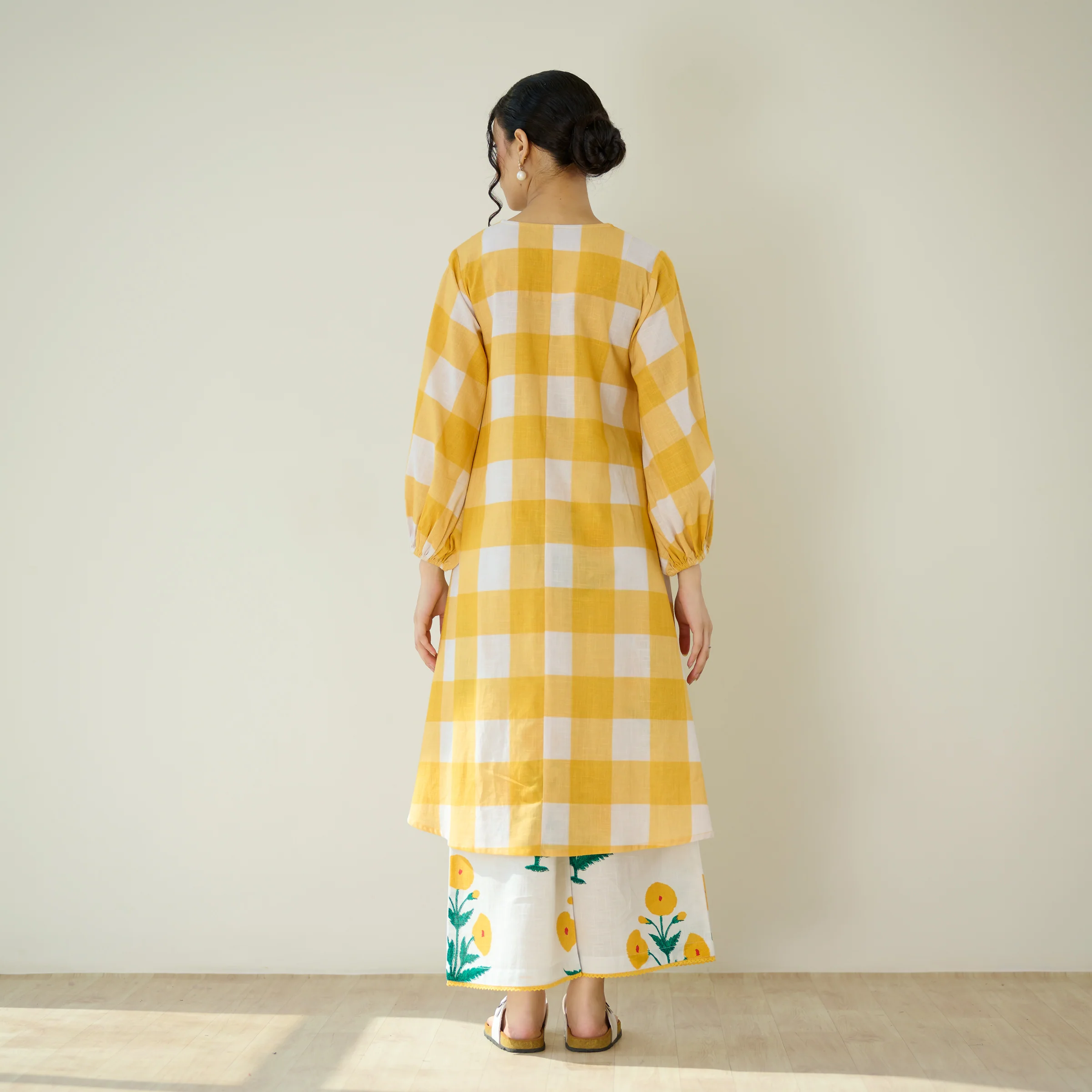 Old School Slub Cotton Kurta Set - Mango Yellow - Image 7