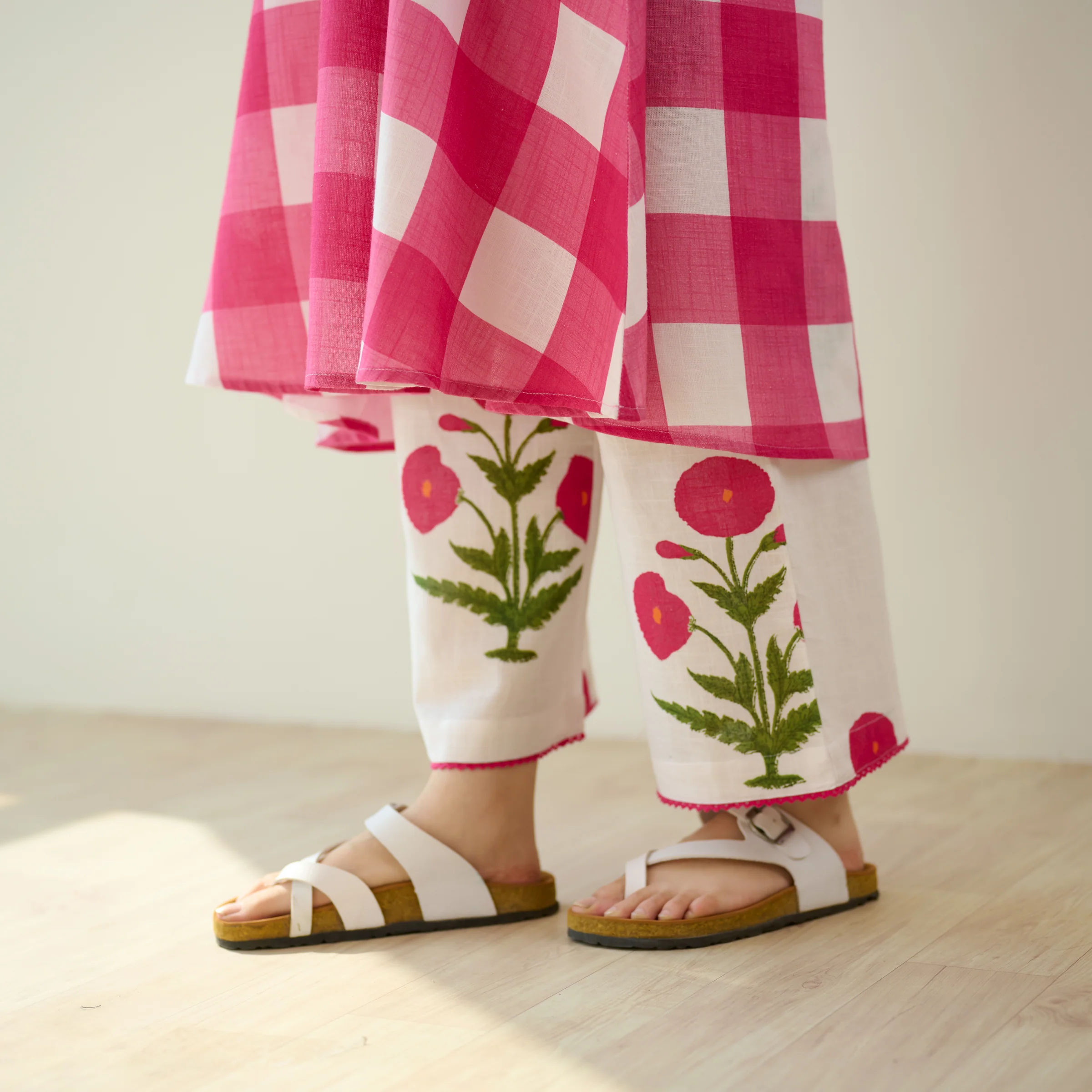 Old School Slub Cotton Kurta Set - Rose Pink - Image 4