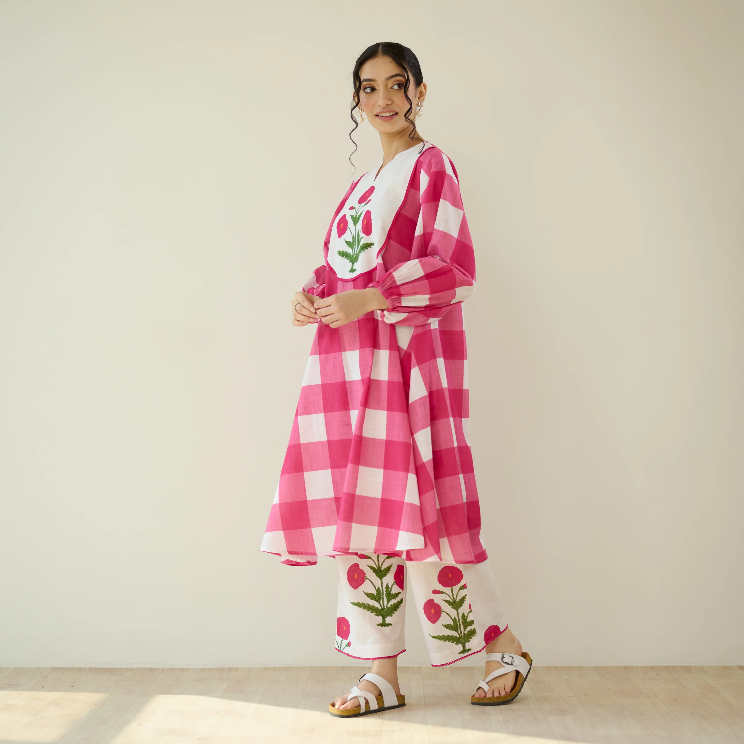Old School Slub Cotton Kurta Set - Rose Pink - Image 6