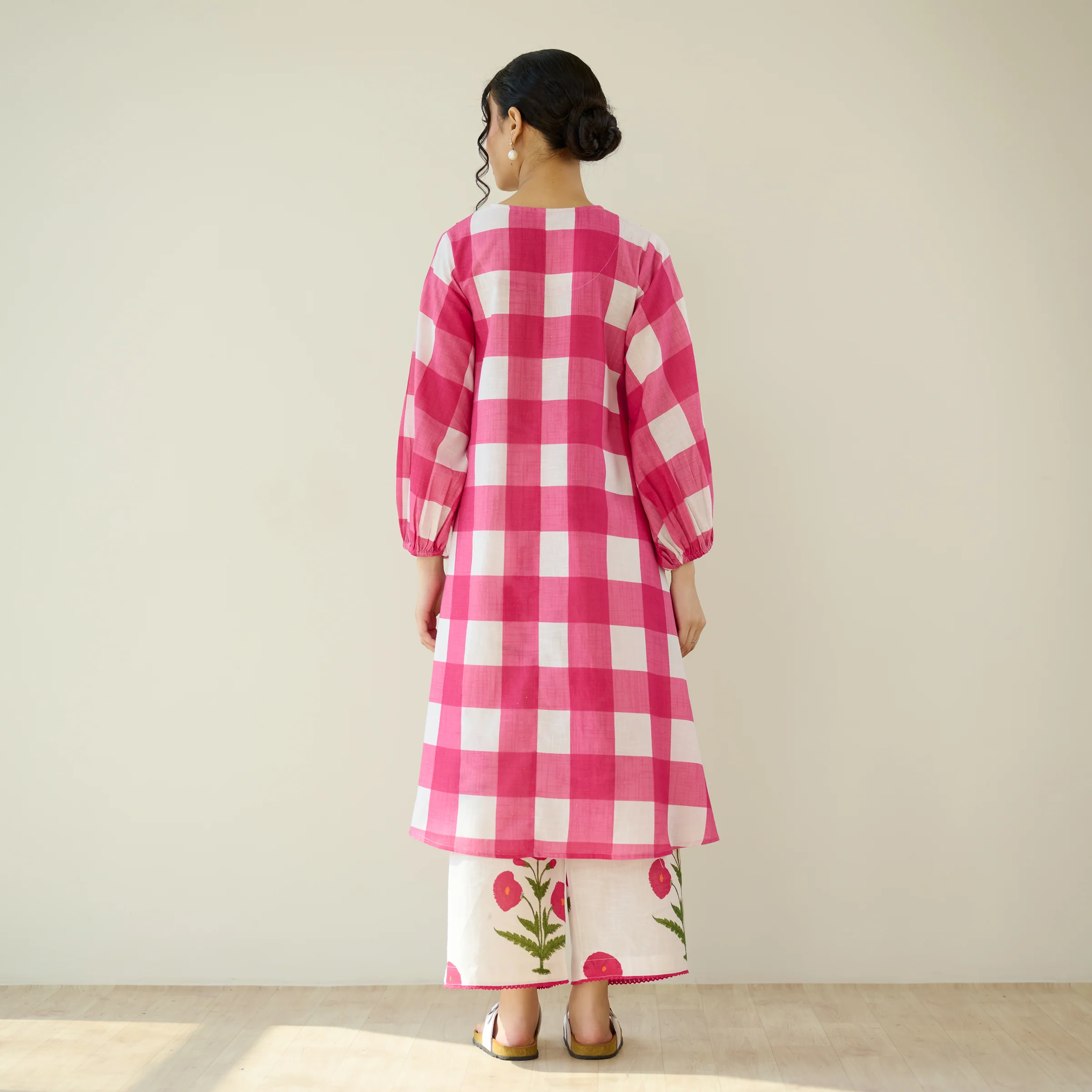 Old School Slub Cotton Kurta Set - Rose Pink - Image 7
