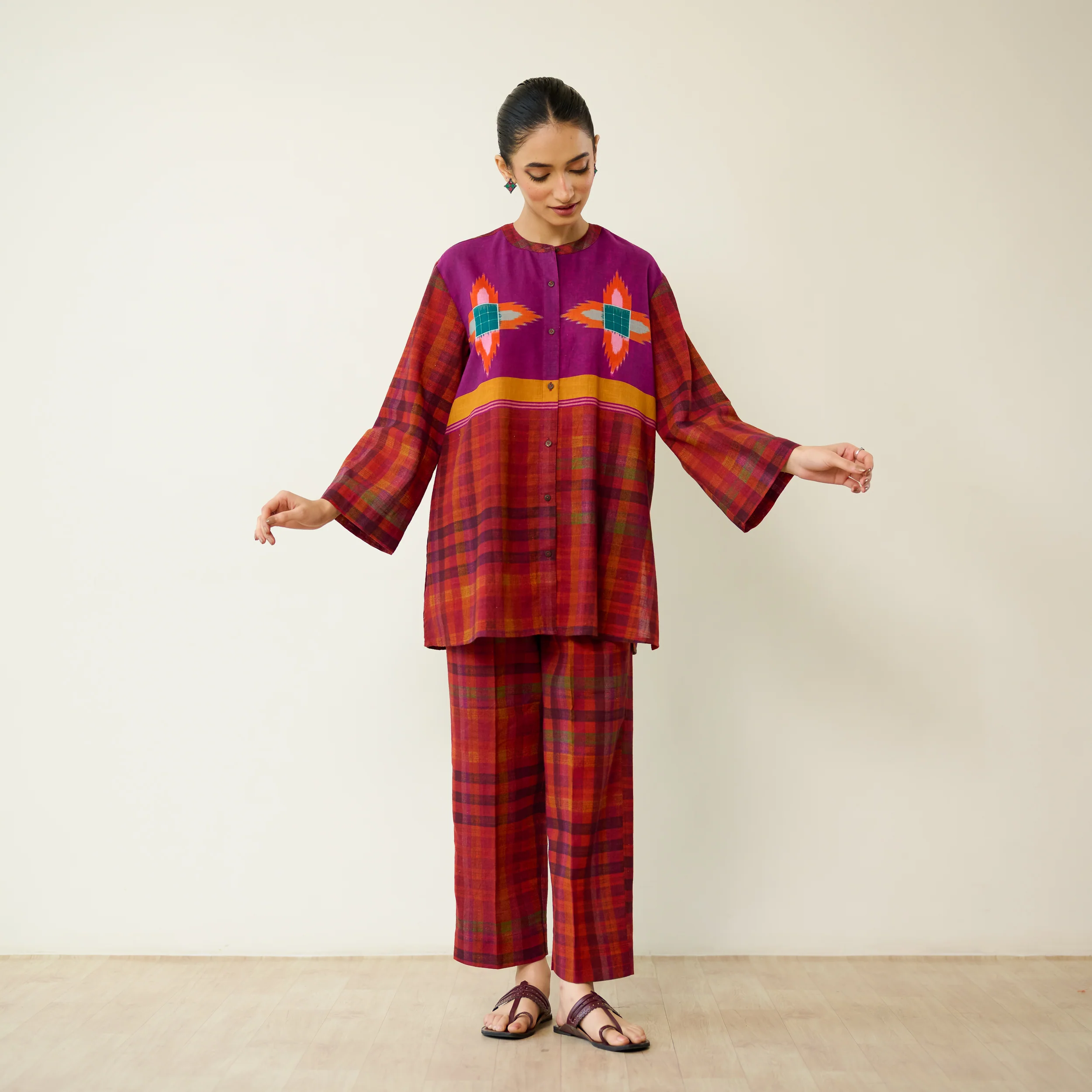 Ora Pure Slub Cotton Co-ord Set - Violet - Image 3