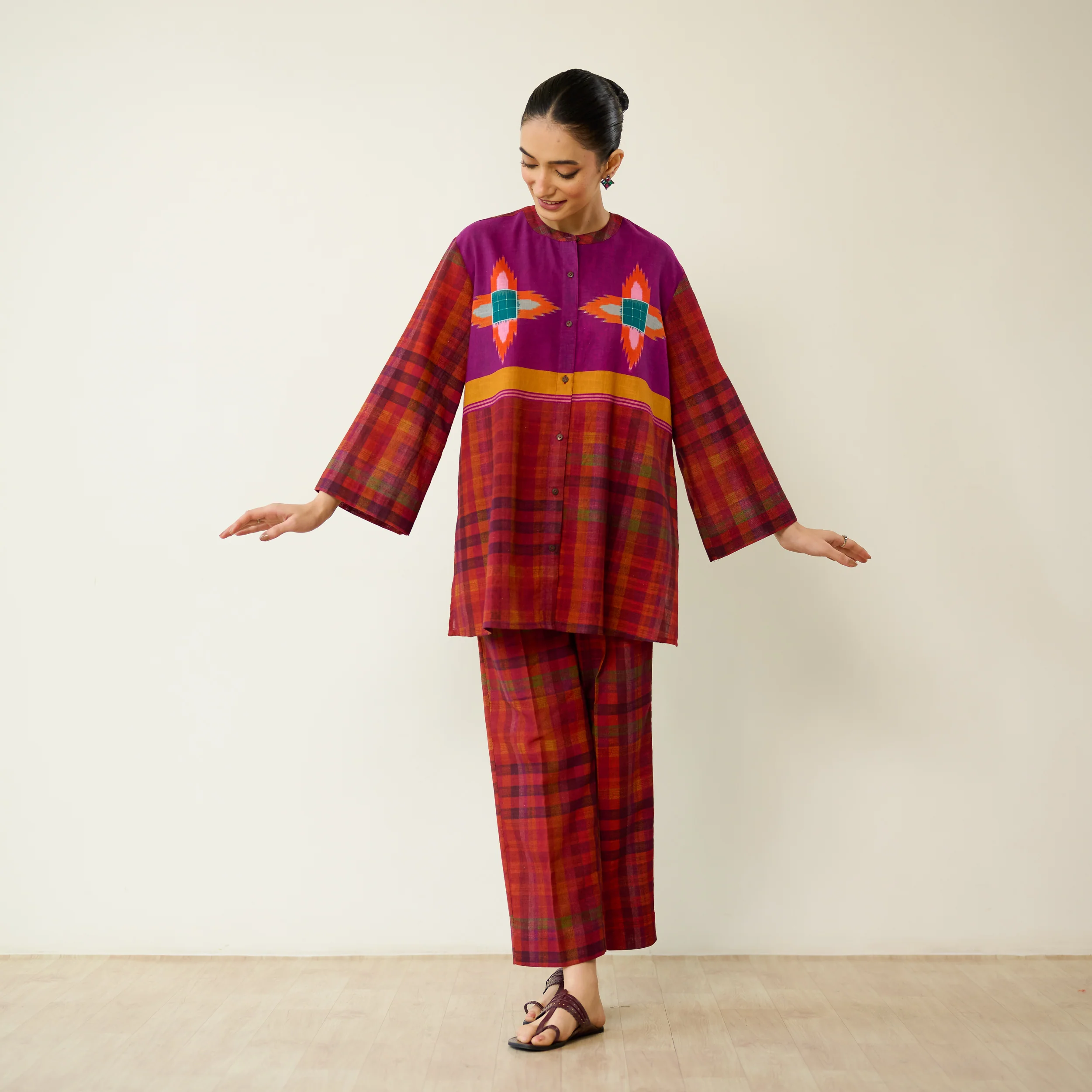 Ora Pure Slub Cotton Co-ord Set - Violet - Image 7