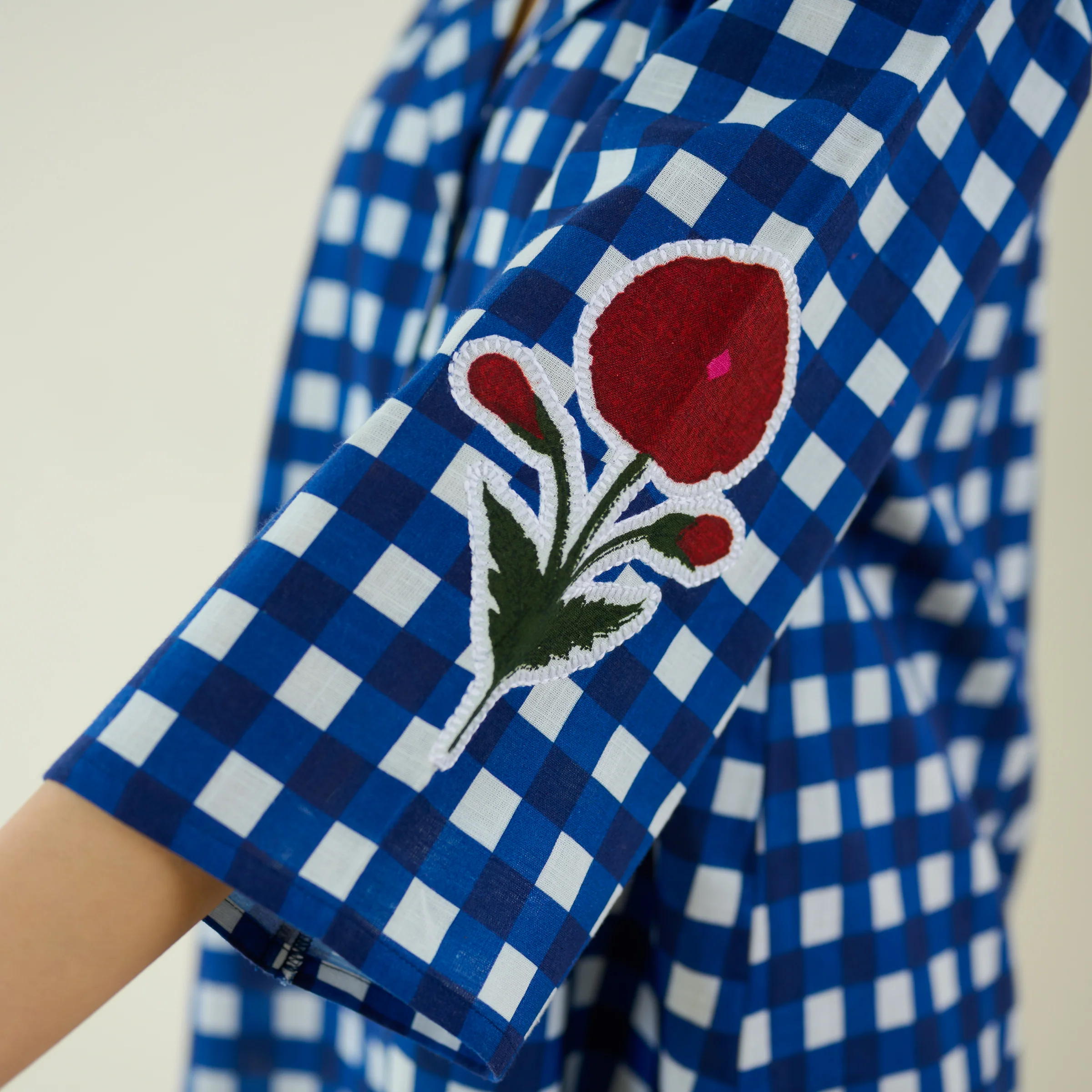 Orchid Checkered Patchwork Shirt - Classic Indigo - Image 2