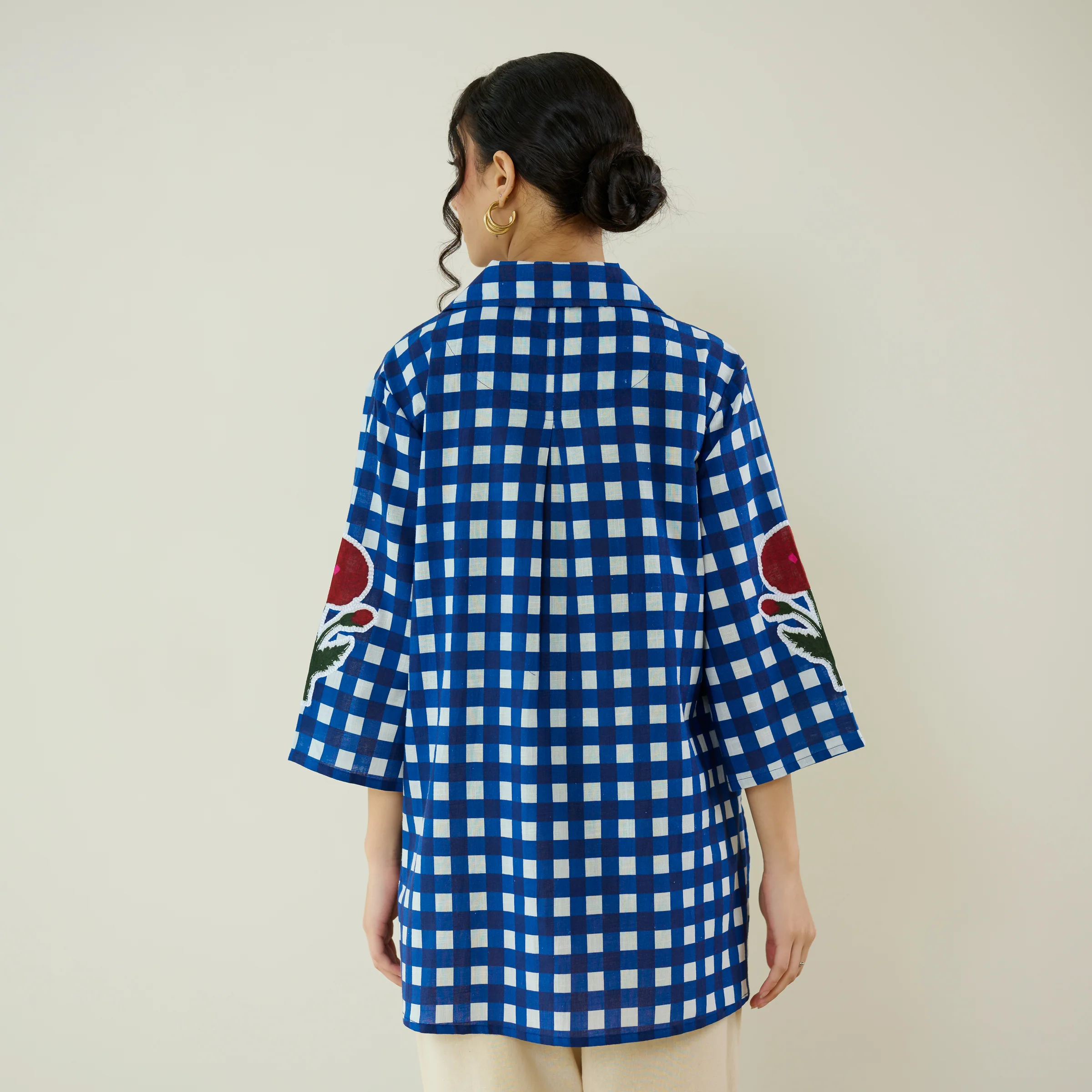 Orchid Checkered Patchwork Shirt - Classic Indigo - Image 5