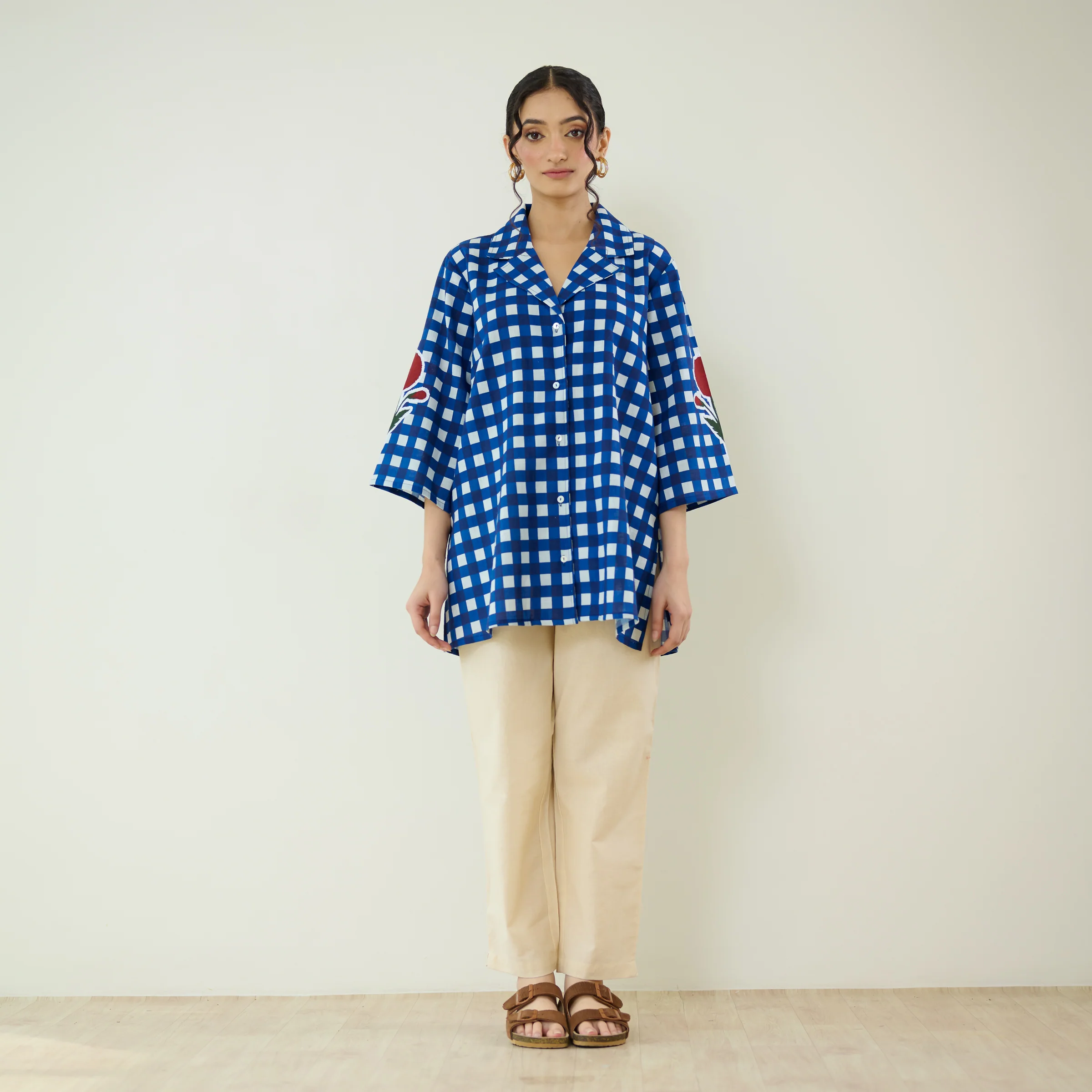 Orchid Checkered Patchwork Shirt - Classic Indigo - Image 7