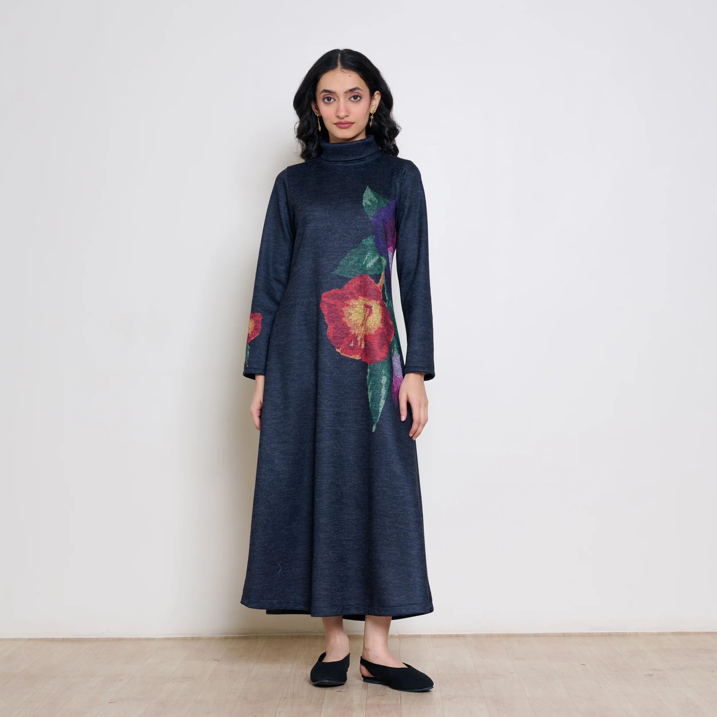 Orchid Woollen Statement Dress - Black - Image 4