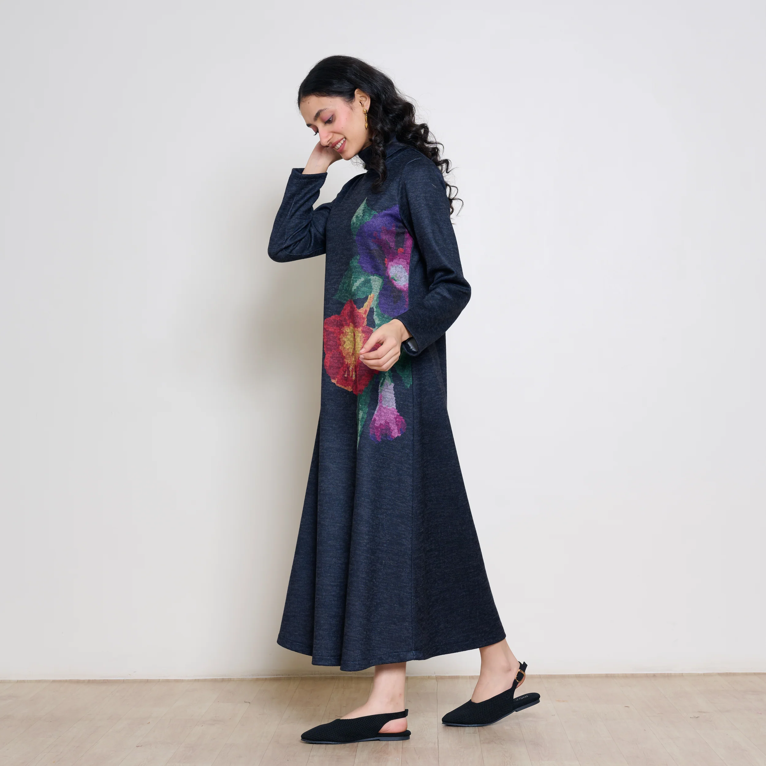 Orchid Woollen Statement Dress - Black - Image 5