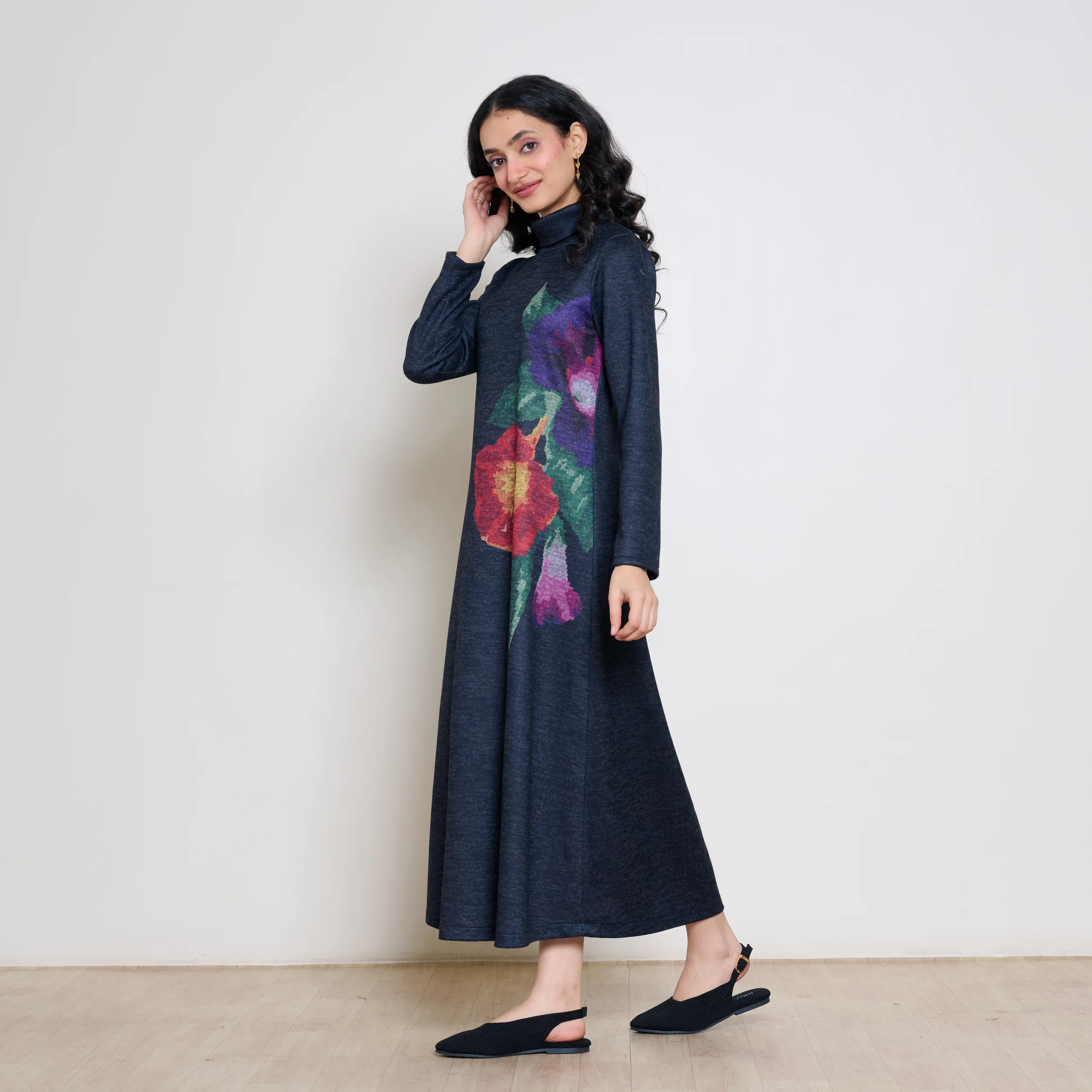 Orchid Woollen Statement Dress - Black - Image 6